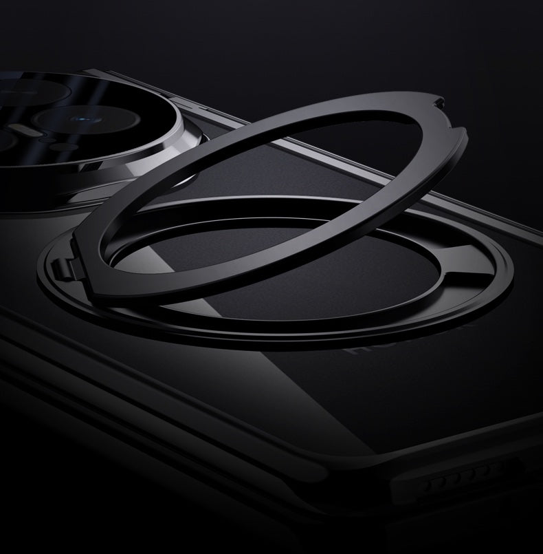 HONOR Magic V6 Clear Magnetic Case - 360° Rotating Ring Stand & Hinge Shield [Gold]