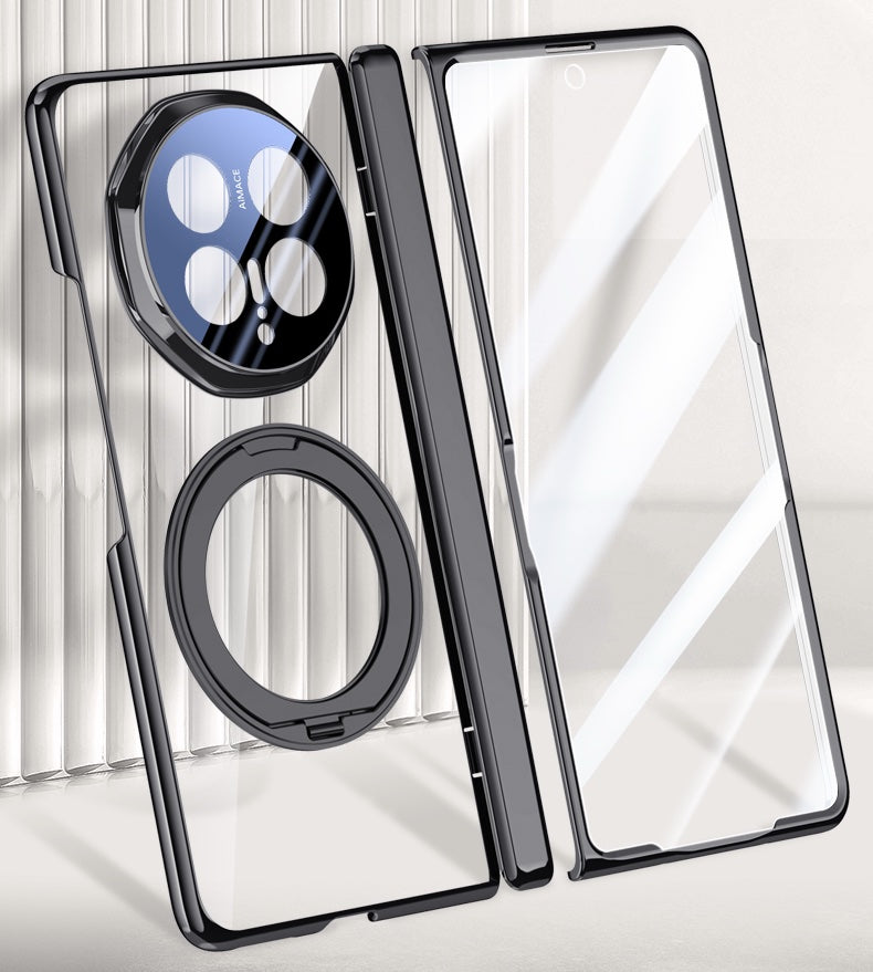 HONOR Magic V6 Clear Magnetic Case - 360° Rotating Ring Stand & Hinge Shield [Gold]