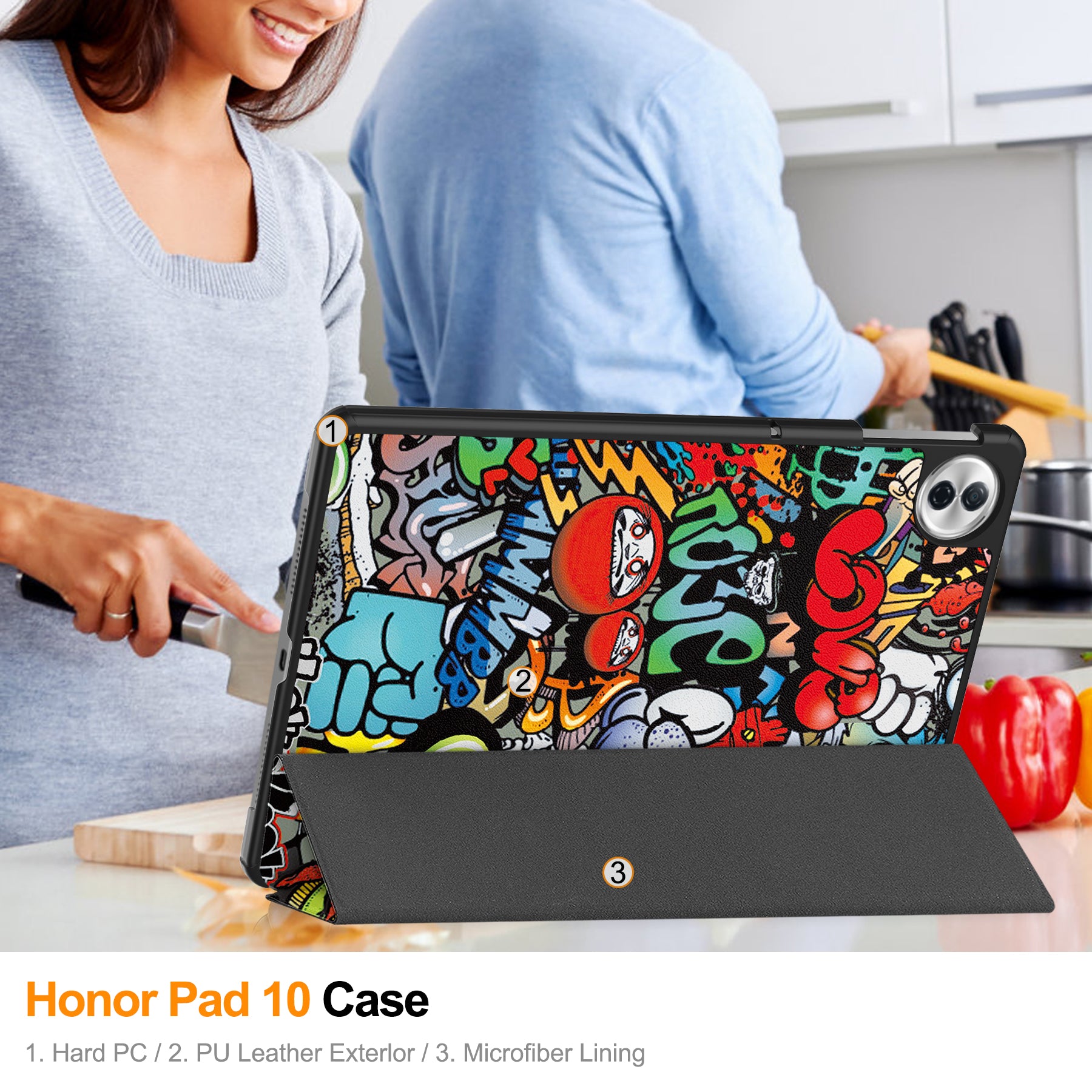 Honor Pad 10  (12.1-inch 2025) Designer Tri-Fold Case [Graffiti]