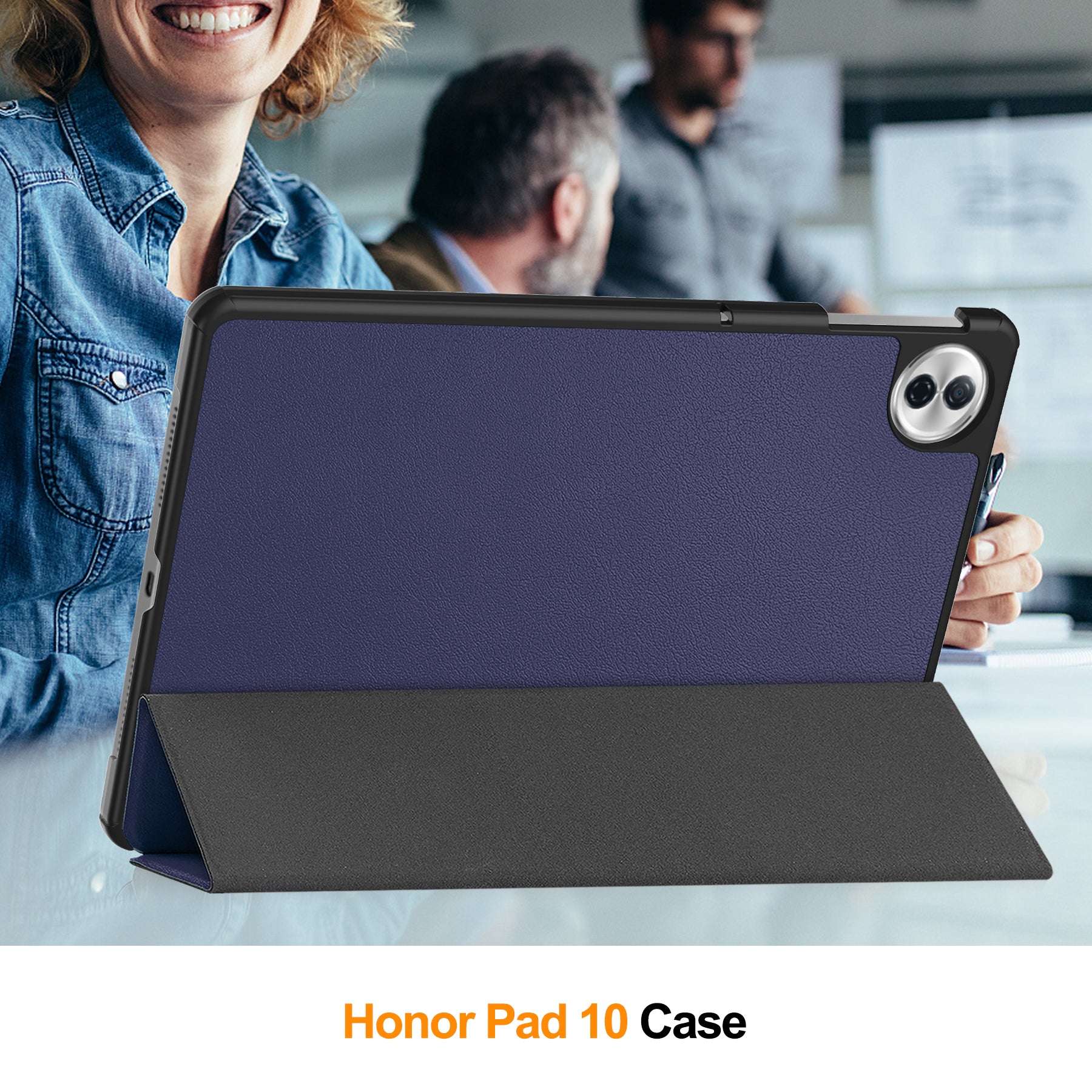 KST Tri-fold PU Leather Case for HONOR Pad 10 12.1-inch [Navy]