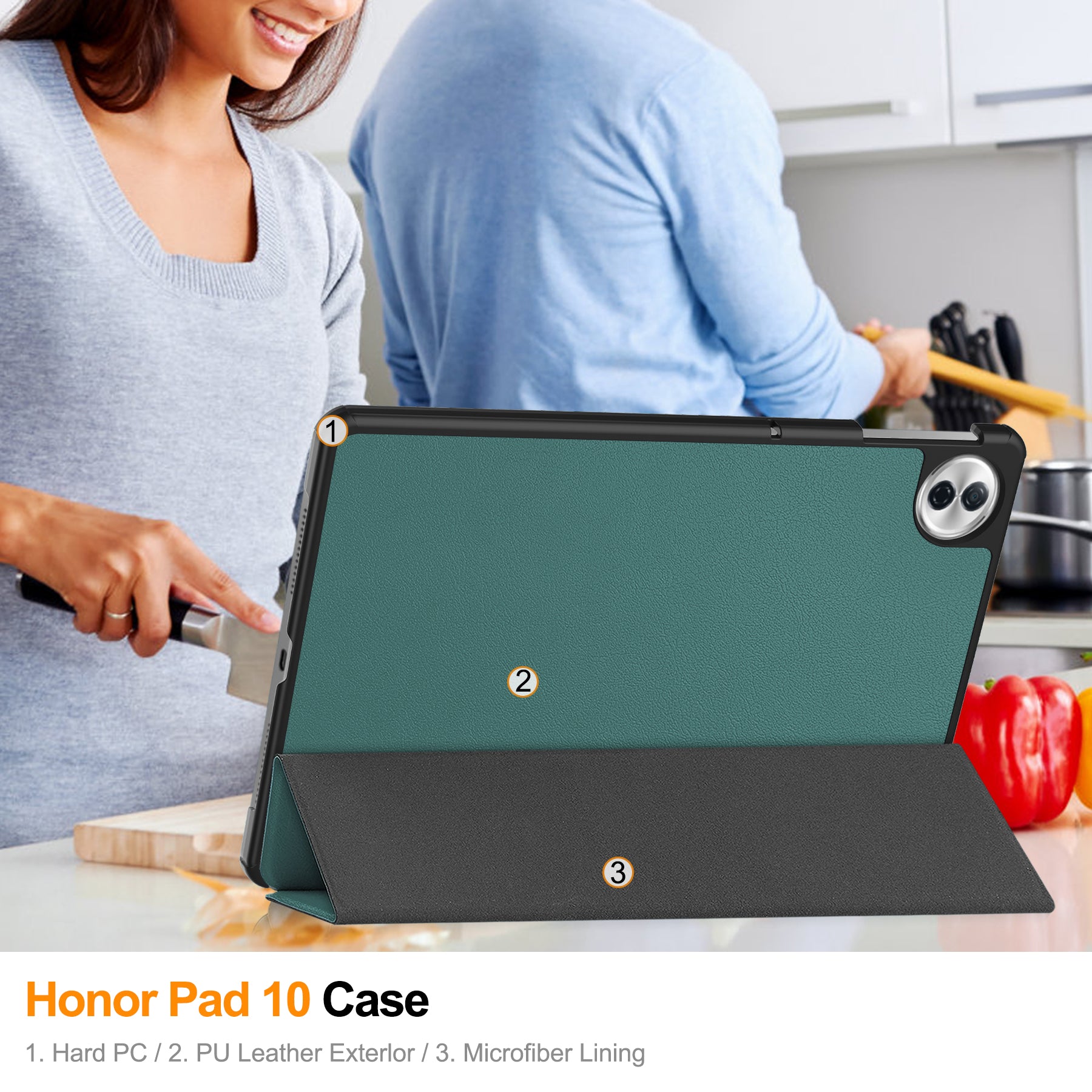 KST Tri-fold PU Leather Case for HONOR Pad 10 12.1-inch [Teal]