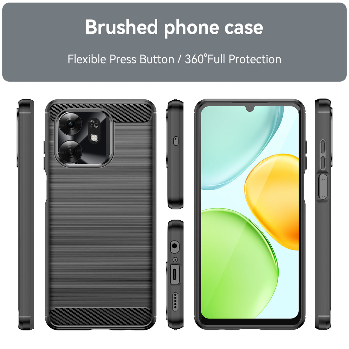 Honor X6D 5G Carbon Fibre TPU Case Slim Shockproof Cover [Black]