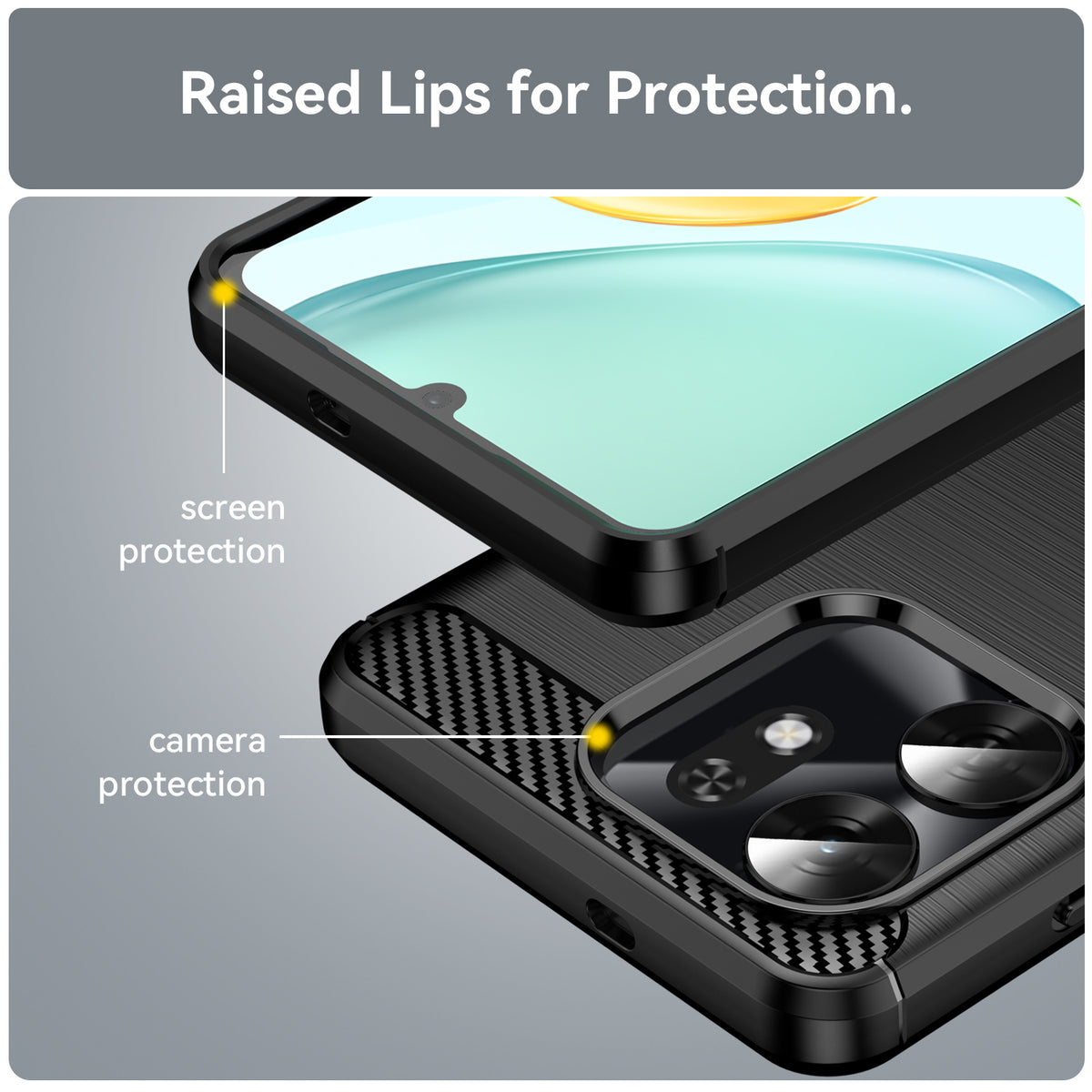 Honor X6D 5G Carbon Fibre TPU Case Slim Shockproof Cover [Black]