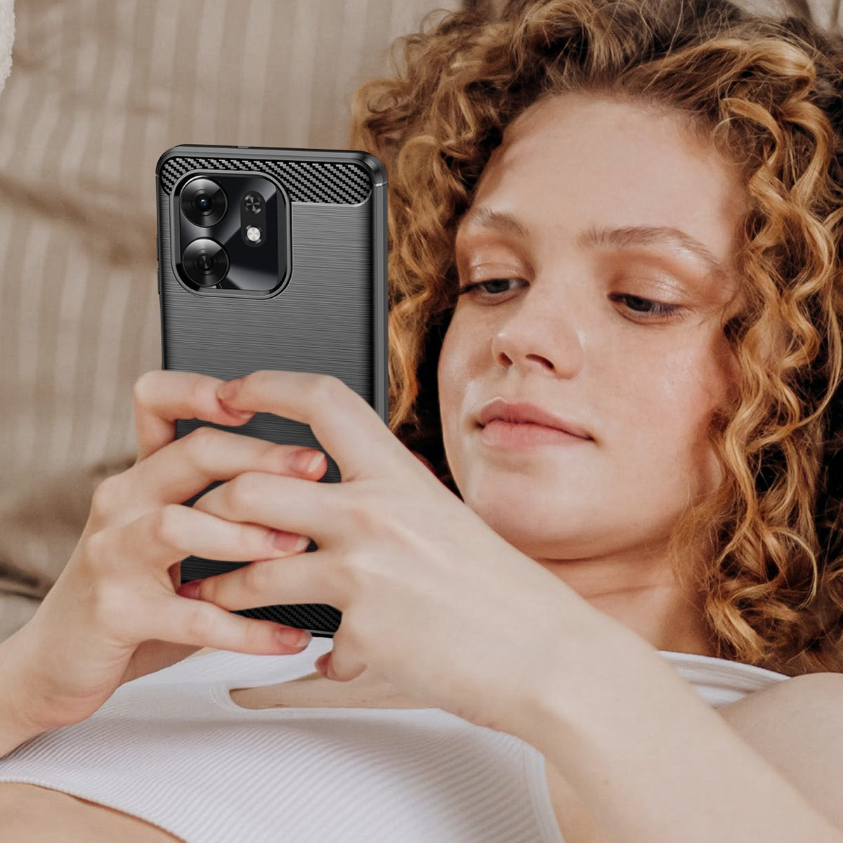 Honor X6D 5G Carbon Fibre TPU Case Slim Shockproof Cover [Black]