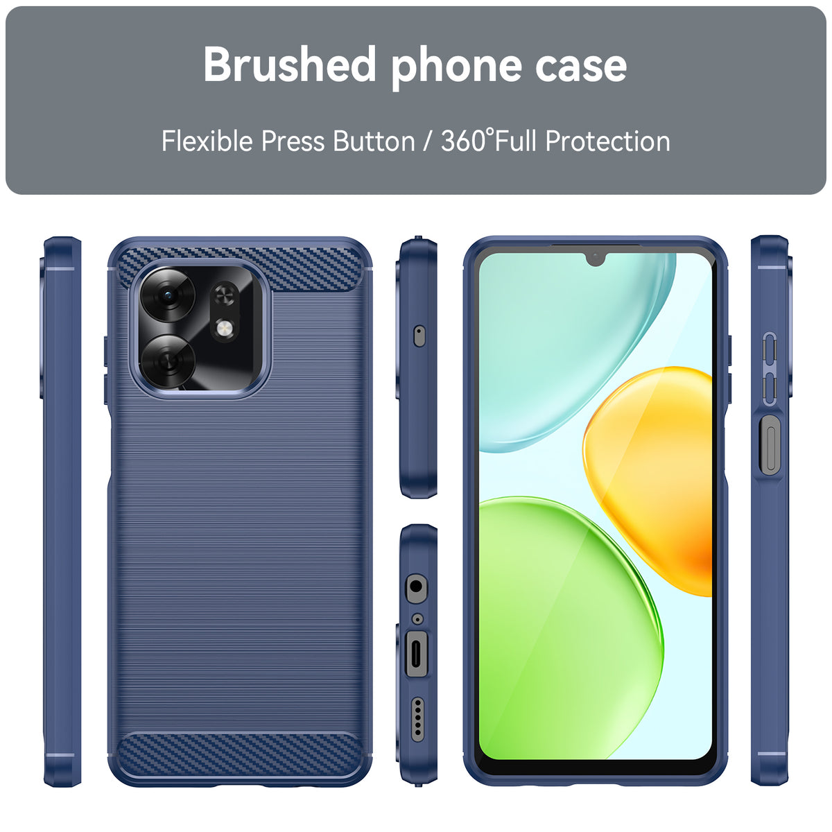 Honor X6D 5G Carbon Fibre TPU Case Slim Shockproof Cover [Navy]