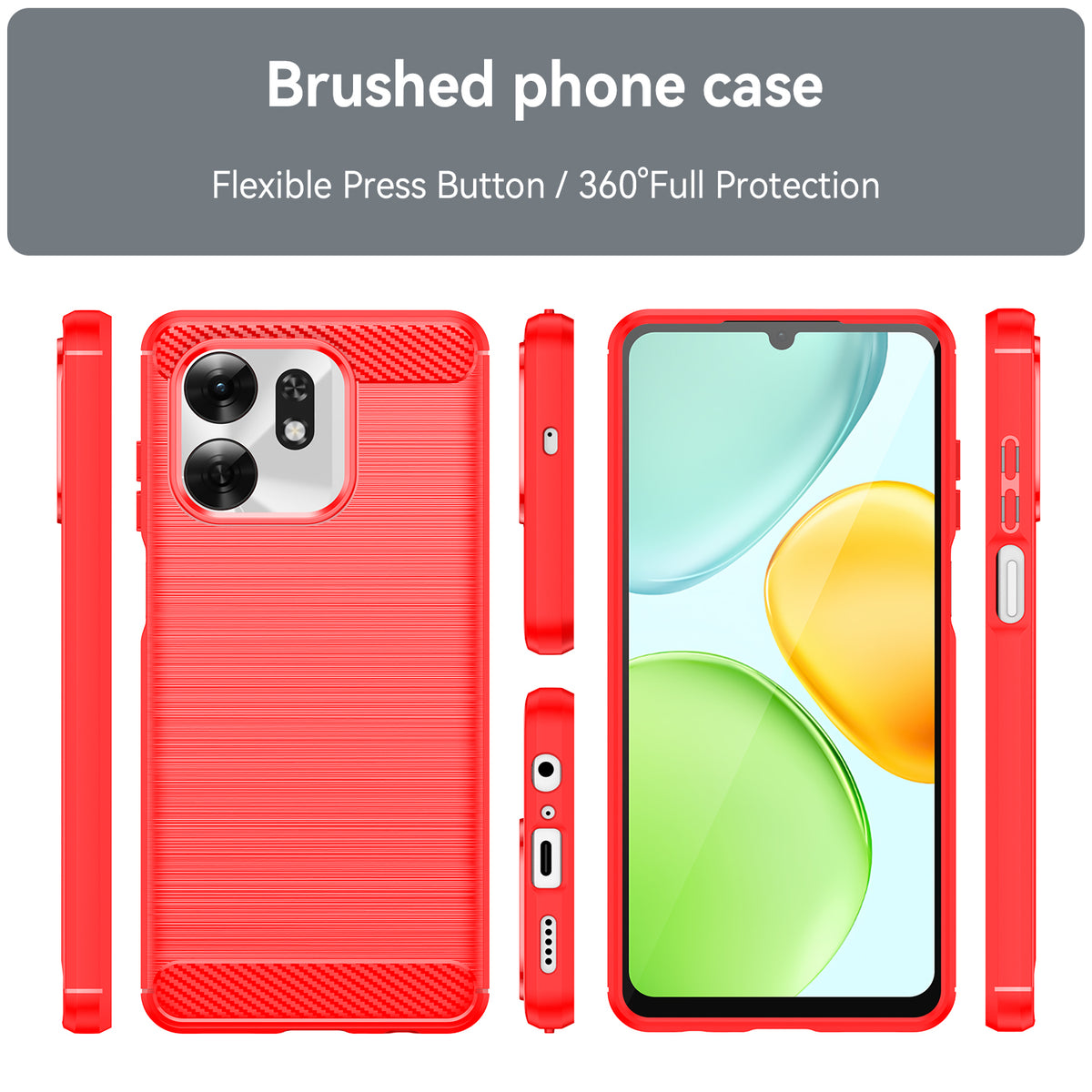 Honor X6D 5G Carbon Fibre TPU Case Slim Shockproof Cover [Red]
