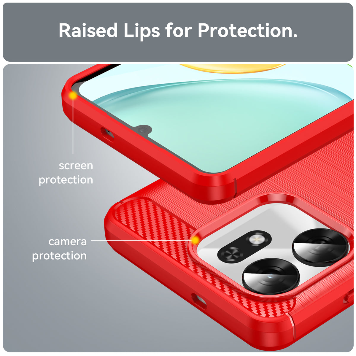 Honor X6D 5G Carbon Fibre TPU Case Slim Shockproof Cover [Red]