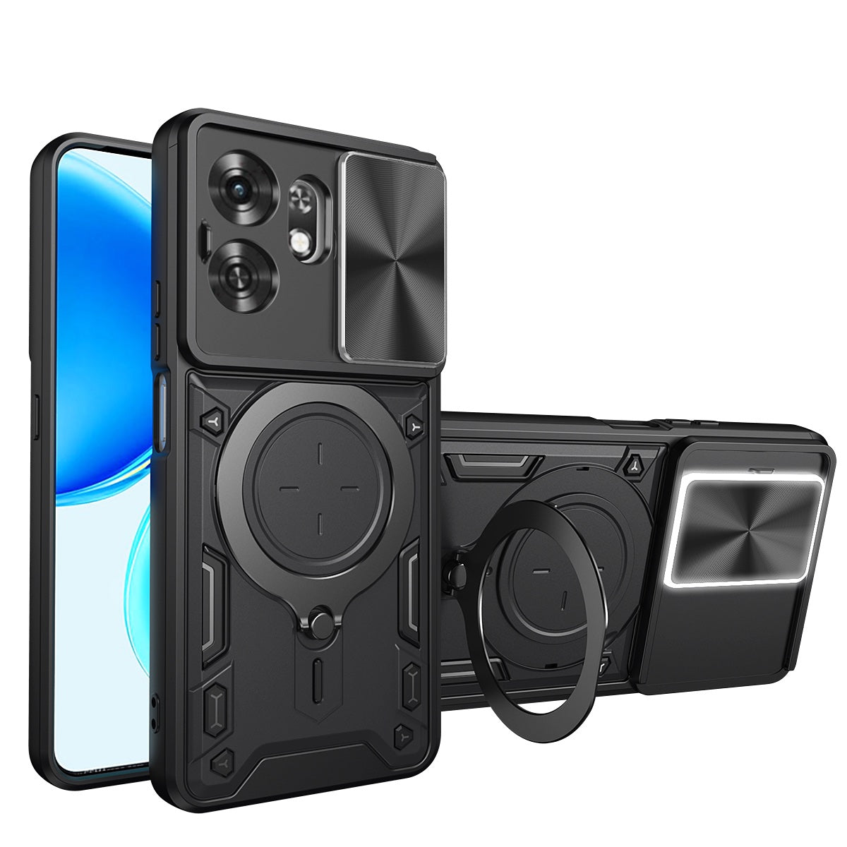 Honor X6D 5G Ring Kickstand Case w/ Camera Cover [Black]