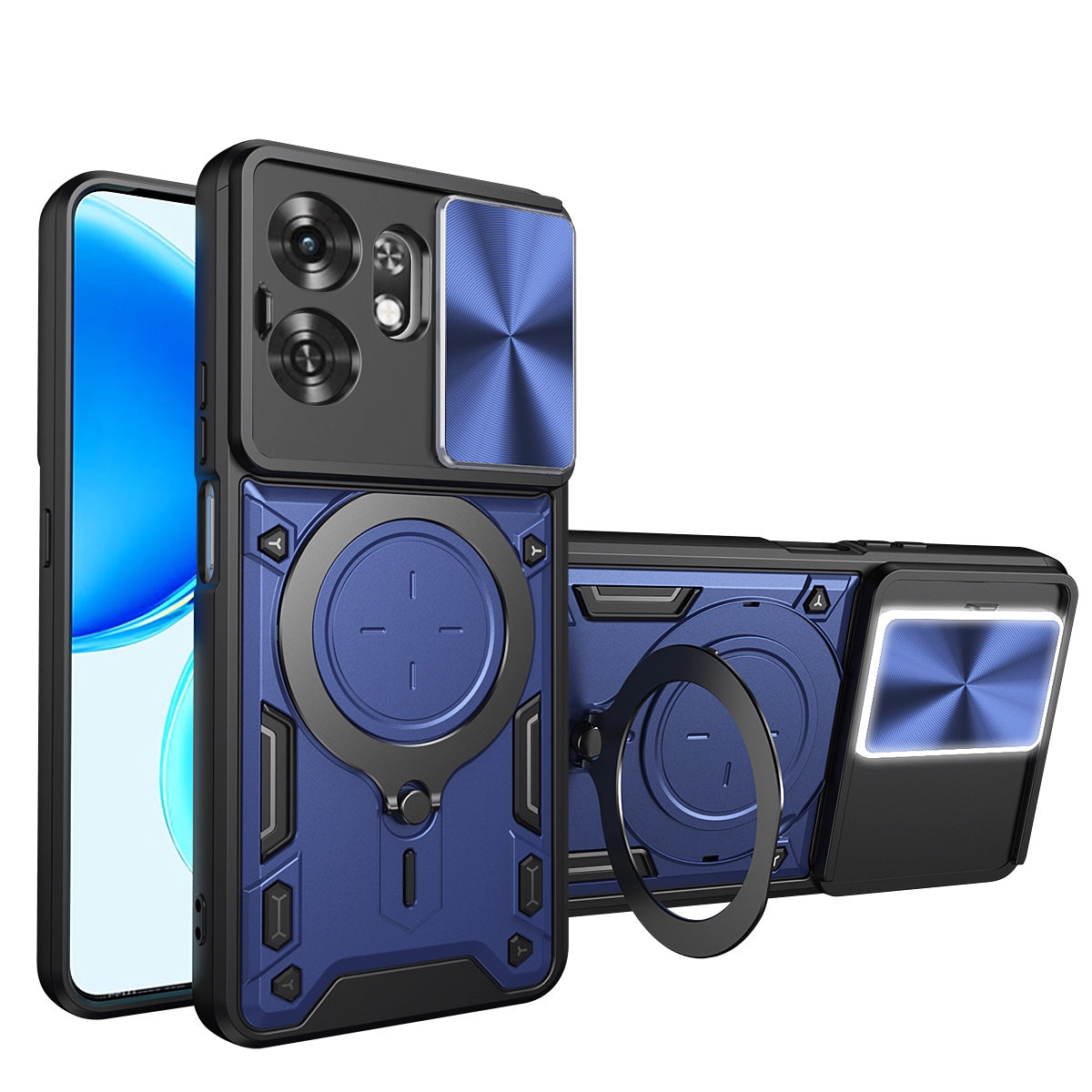 Honor X6D 5G Ring Kickstand Case w/ Camera Cover [Navy]