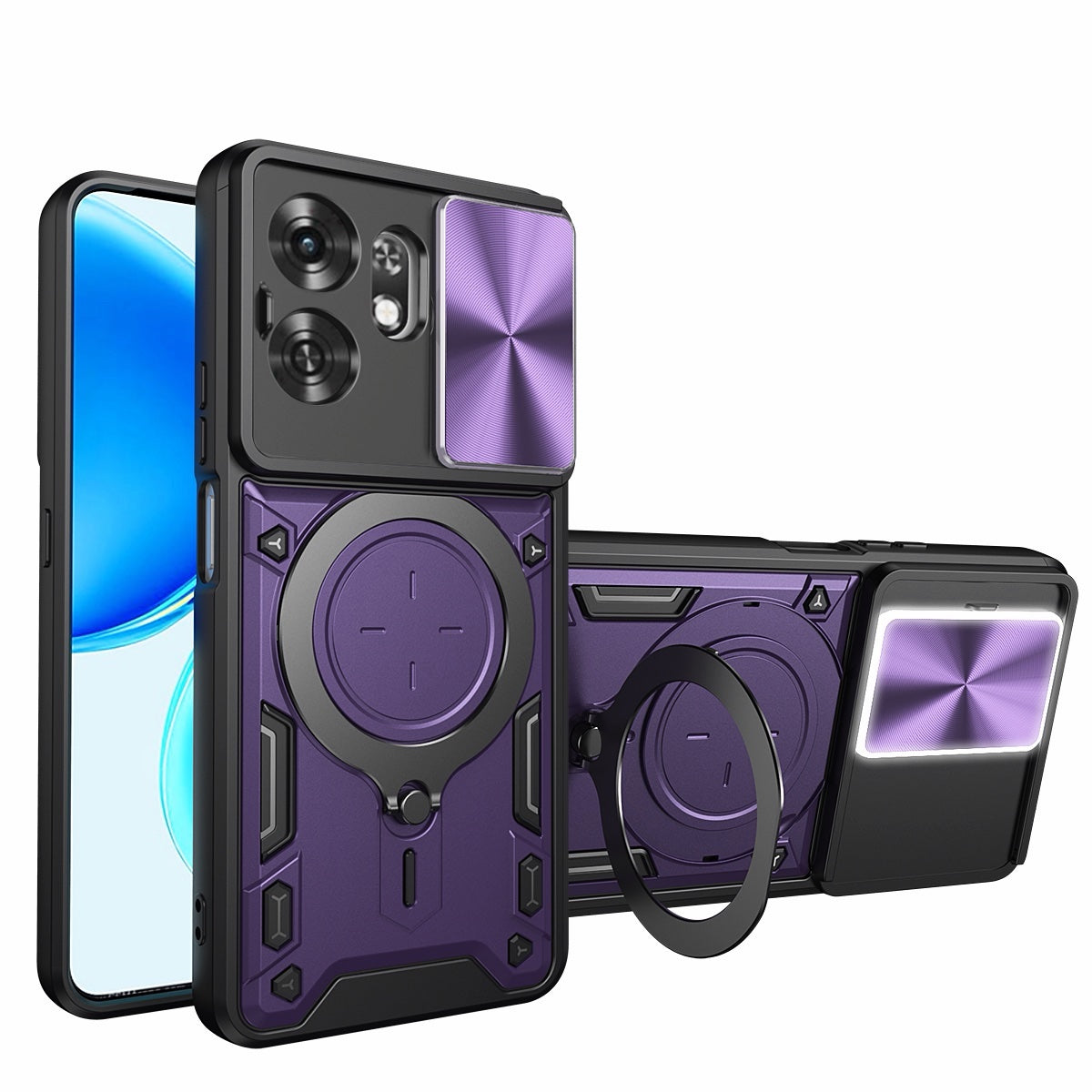 Honor X6D 5G Ring Kickstand Case w/ Camera Cover [Purple]