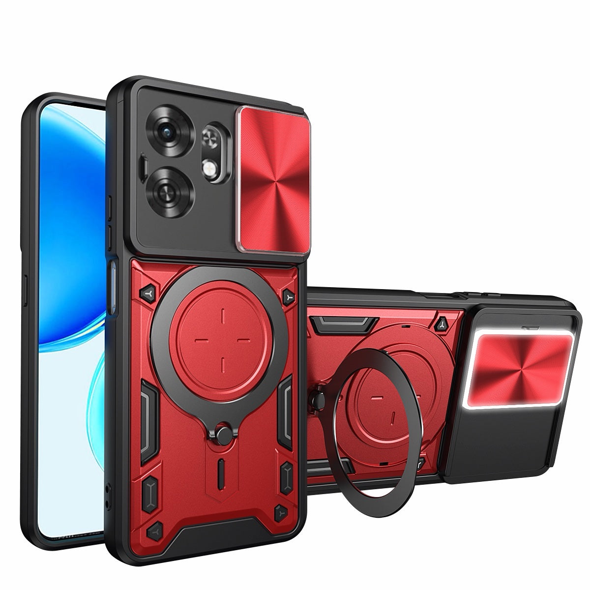 Honor X6D 5G Ring Kickstand Case w/ Camera Cover [Red]