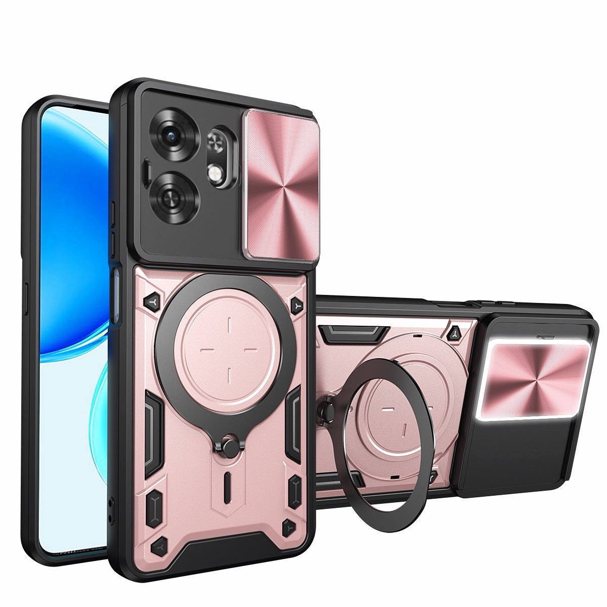 Honor X6D 5G Ring Kickstand Case w/ Camera Cover [Rose Gold]