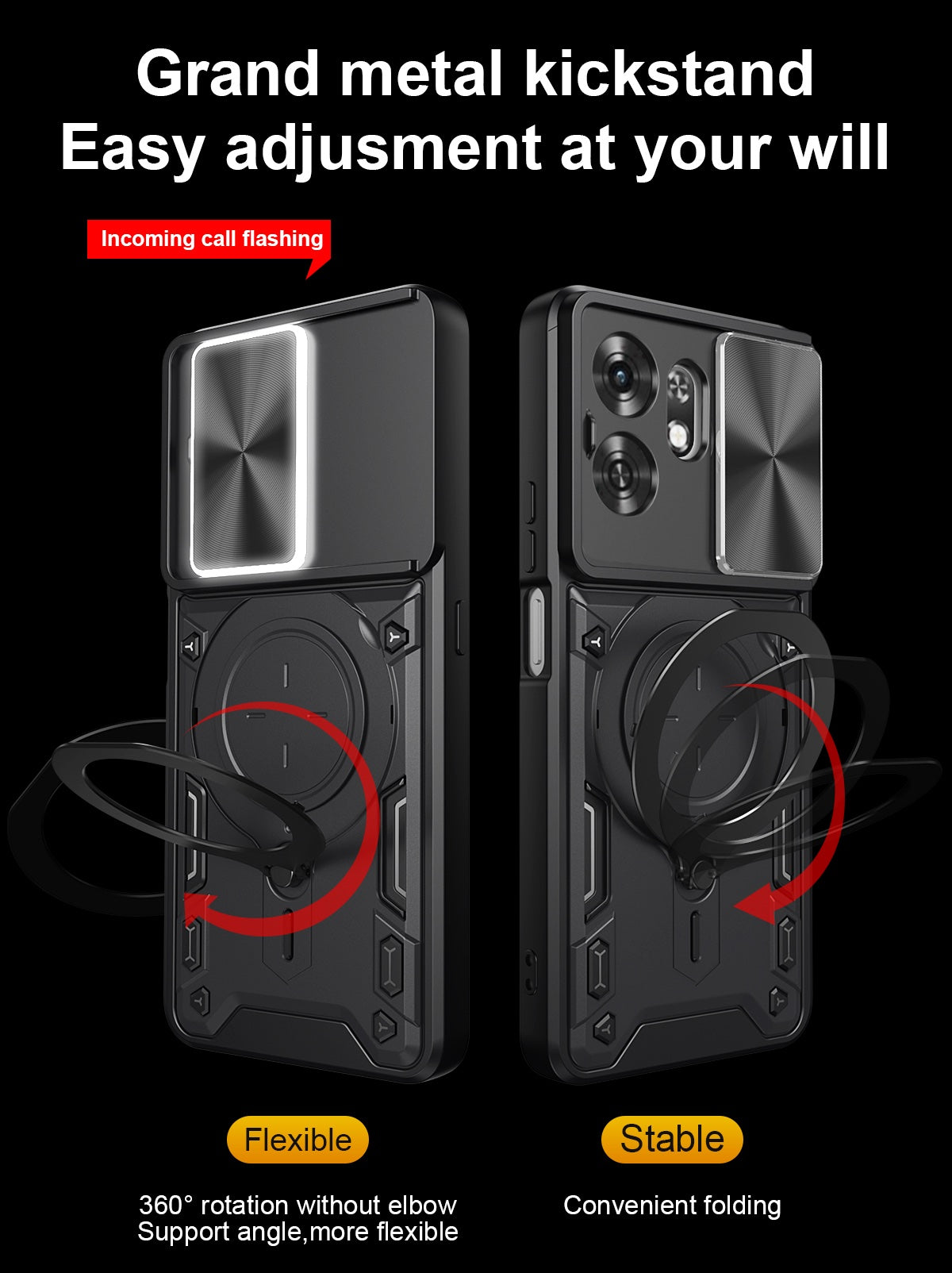 Honor X6D 5G Ring Kickstand Case w/ Camera Cover [Black]