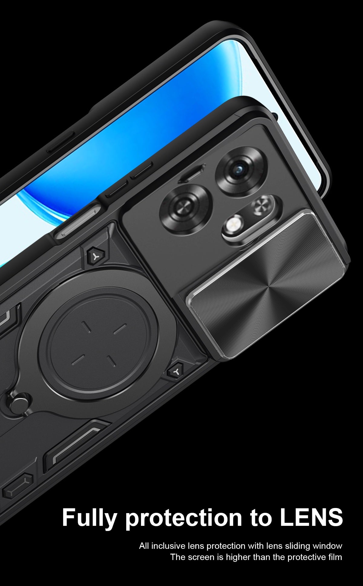 Honor X6D 5G Ring Kickstand Case w/ Camera Cover [Black]