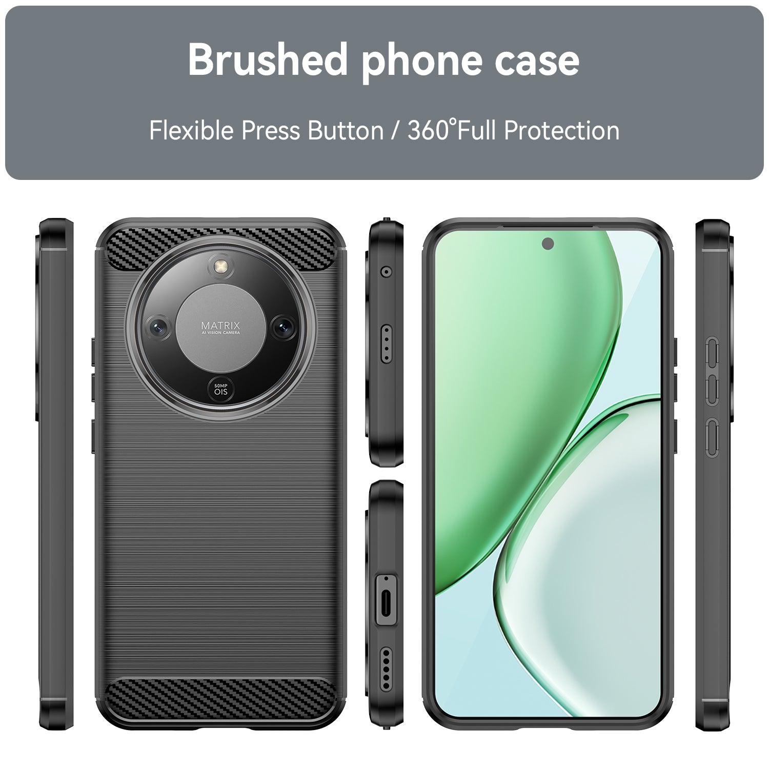Honor X9d 5G Carbon Fibre TPU Case Slim Shockproof Cover Black