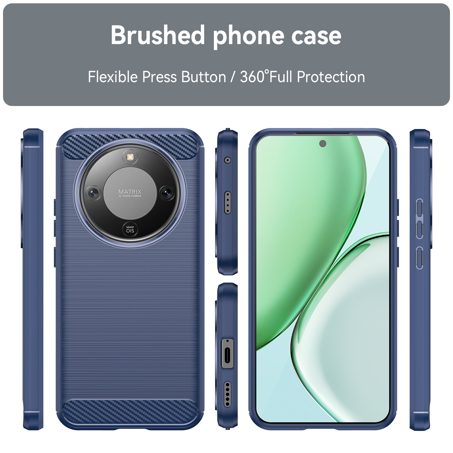 Honor X9d 5G Carbon Fibre TPU Case Slim Shockproof Cover Navy