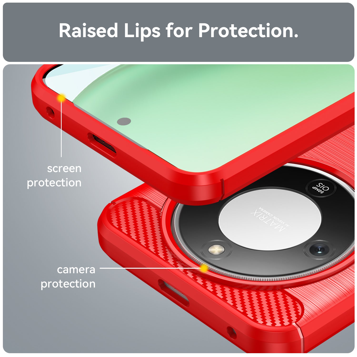 Honor X9d 5G Carbon Fibre TPU Case Slim Shockproof Cover Red