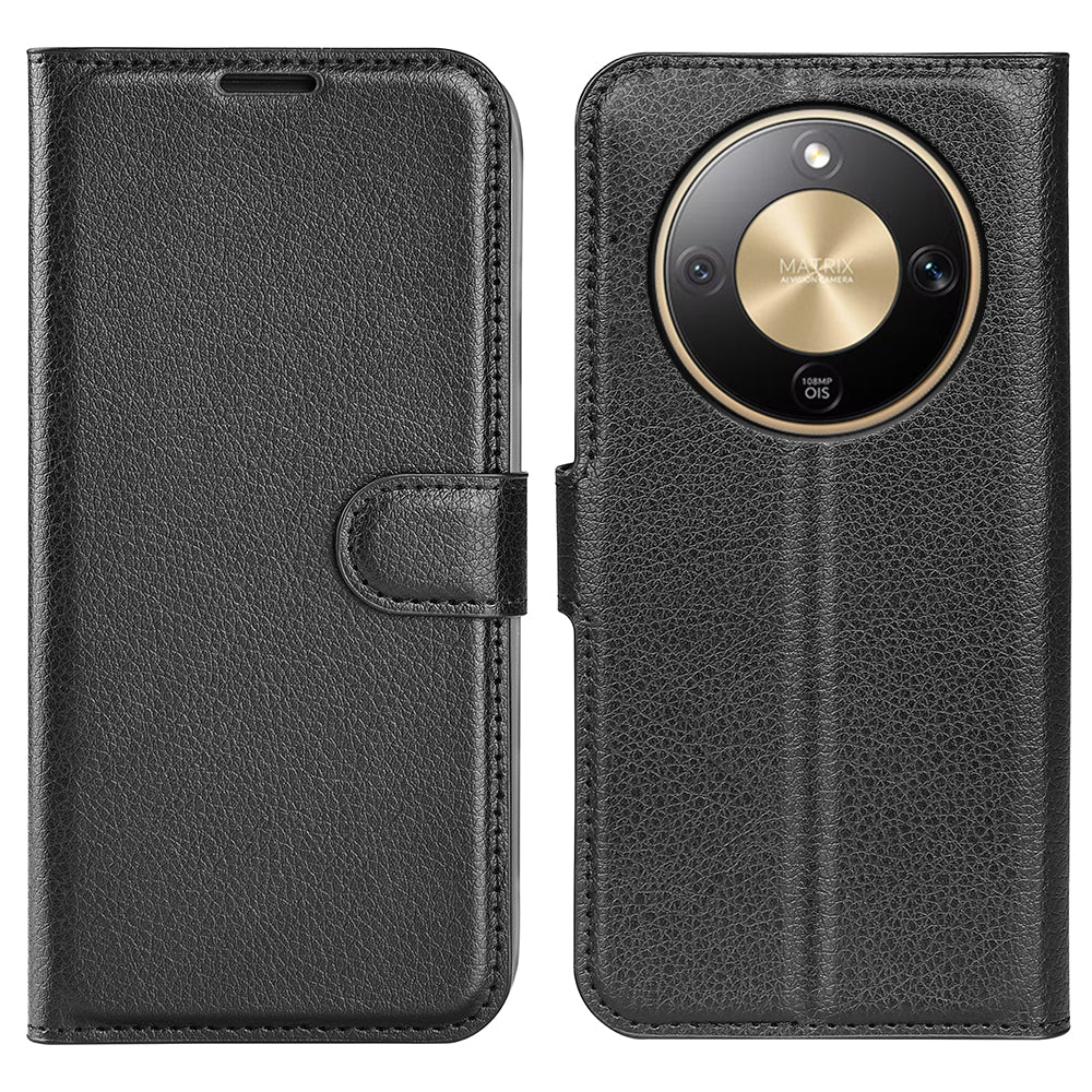 Wallet Case for Honor X9d 5G – PU Leather Flip Cover with Card Holder & Stand [Black]
