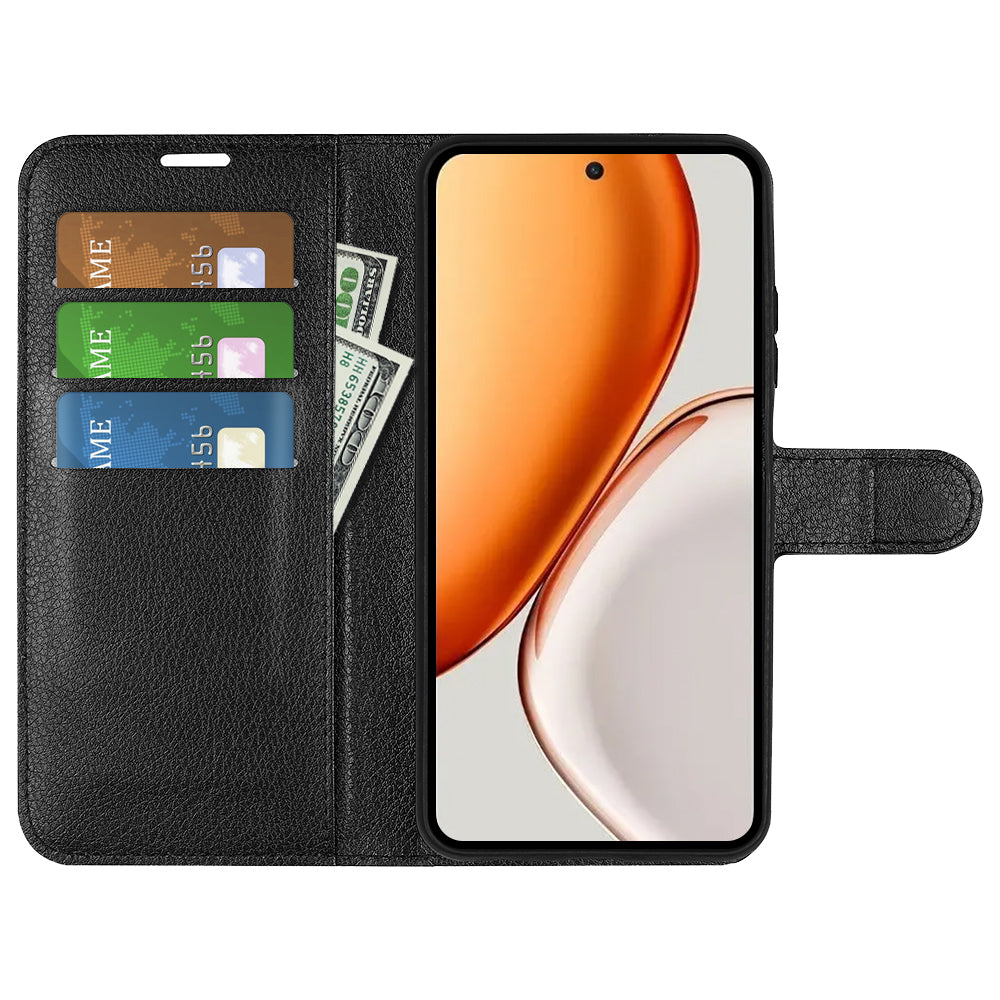 Wallet Case for Honor X9d 5G – PU Leather Flip Cover with Card Holder & Stand [Black]