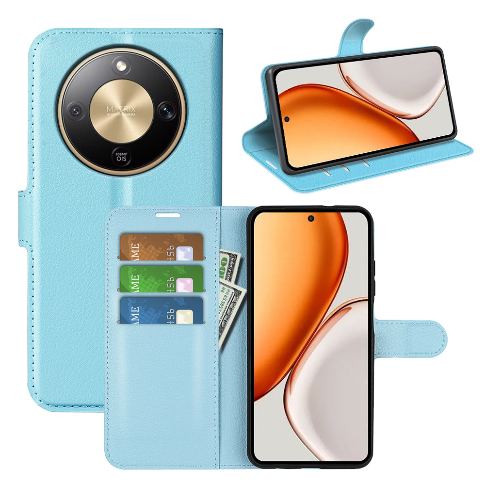 Wallet Case for Honor X9d 5G – PU Leather Flip Cover with Card Holder & Stand [LightBlue]