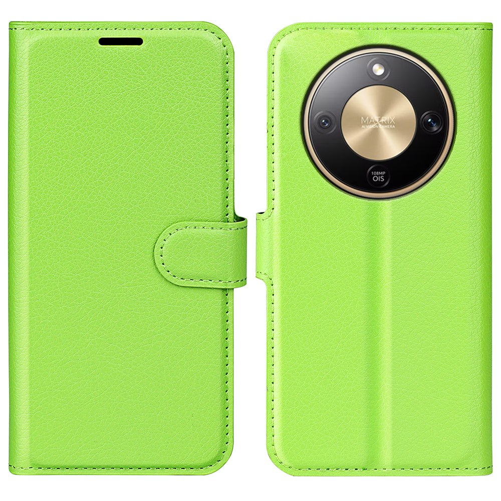 Wallet Case for Honor X9d 5G – PU Leather Flip Cover with Card Holder & Stand [Green]