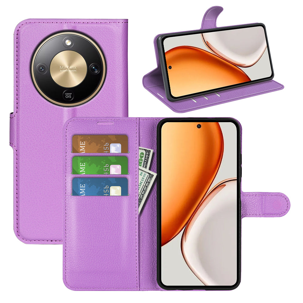 Wallet Case for Honor X9d 5G – PU Leather Flip Cover with Card Holder & Stand [Purple]