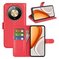 Wallet Case for Honor X9d 5G – PU Leather Flip Cover with Card Holder & Stand [Red] - Red