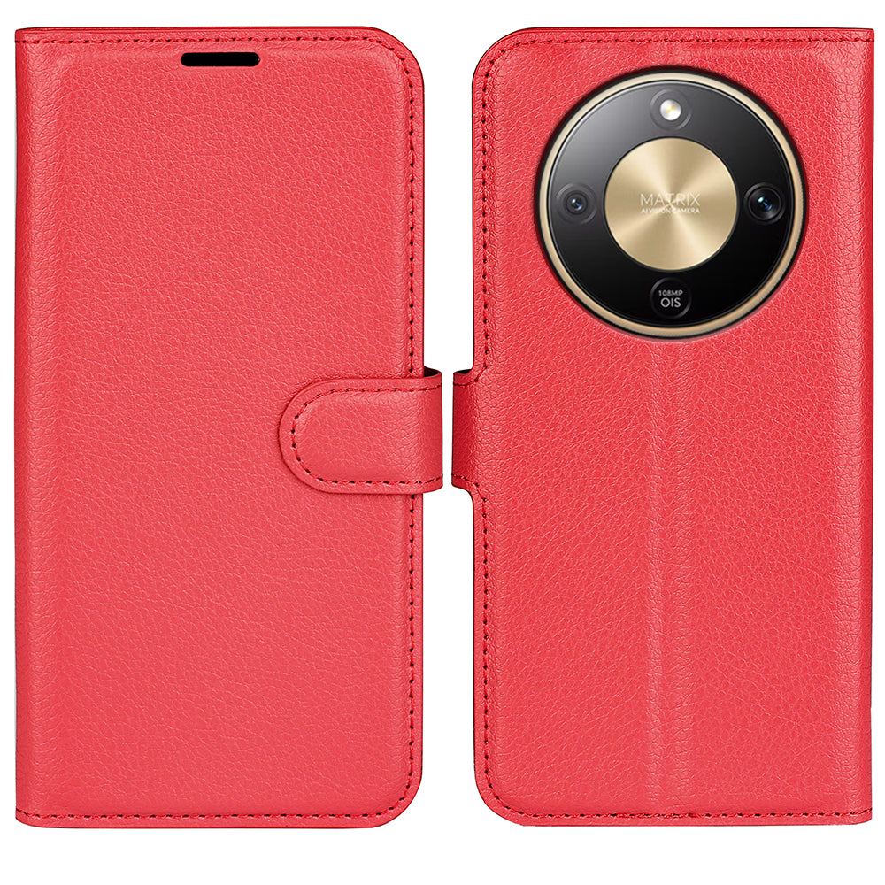 Wallet Case for Honor X9d 5G – PU Leather Flip Cover with Card Holder & Stand [Red]