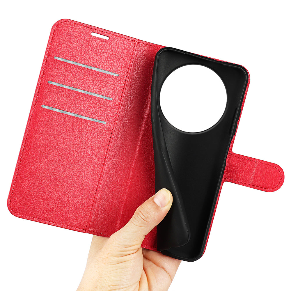 Wallet Case for Honor X9d 5G – PU Leather Flip Cover with Card Holder & Stand [Red]