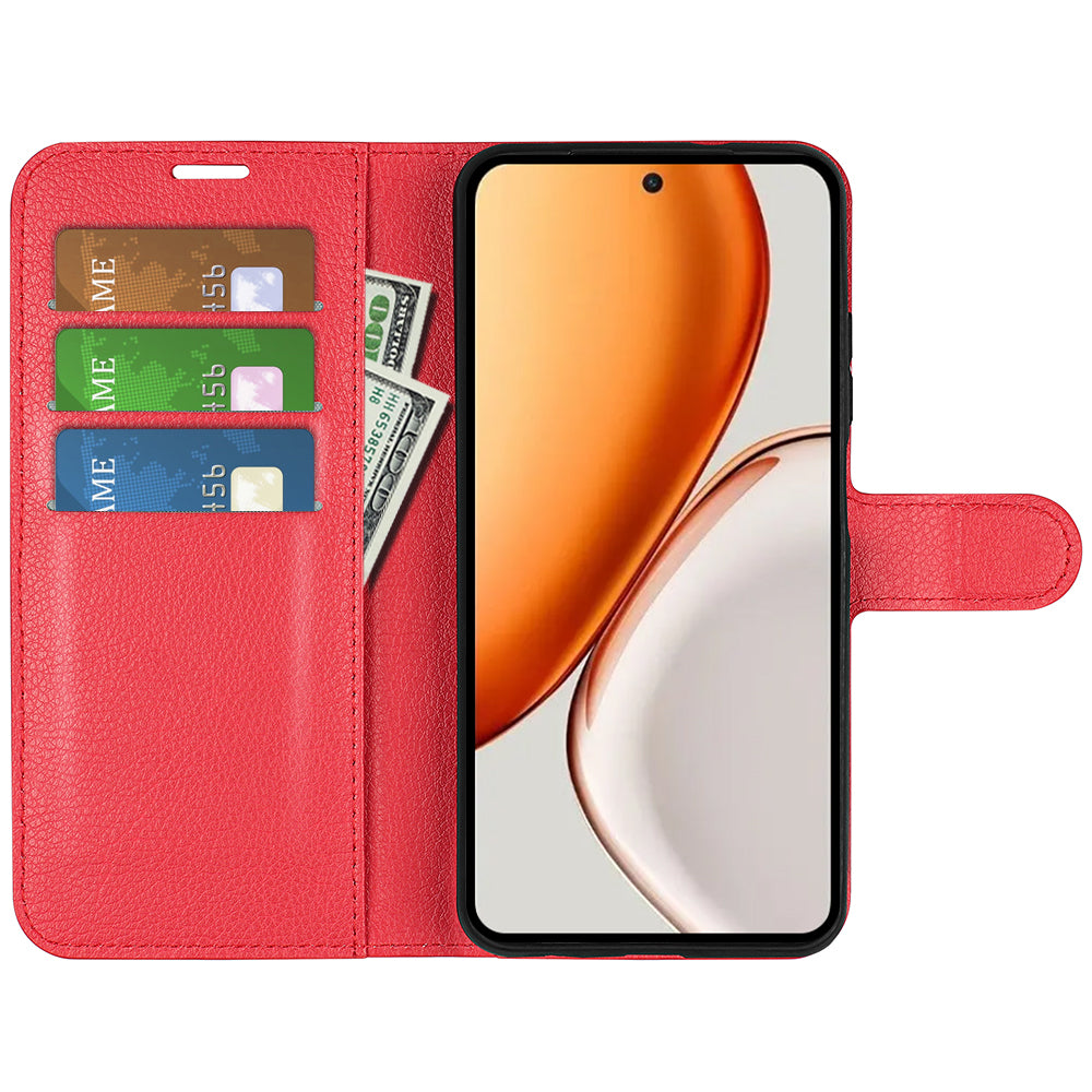 Wallet Case for Honor X9d 5G – PU Leather Flip Cover with Card Holder & Stand [Red]