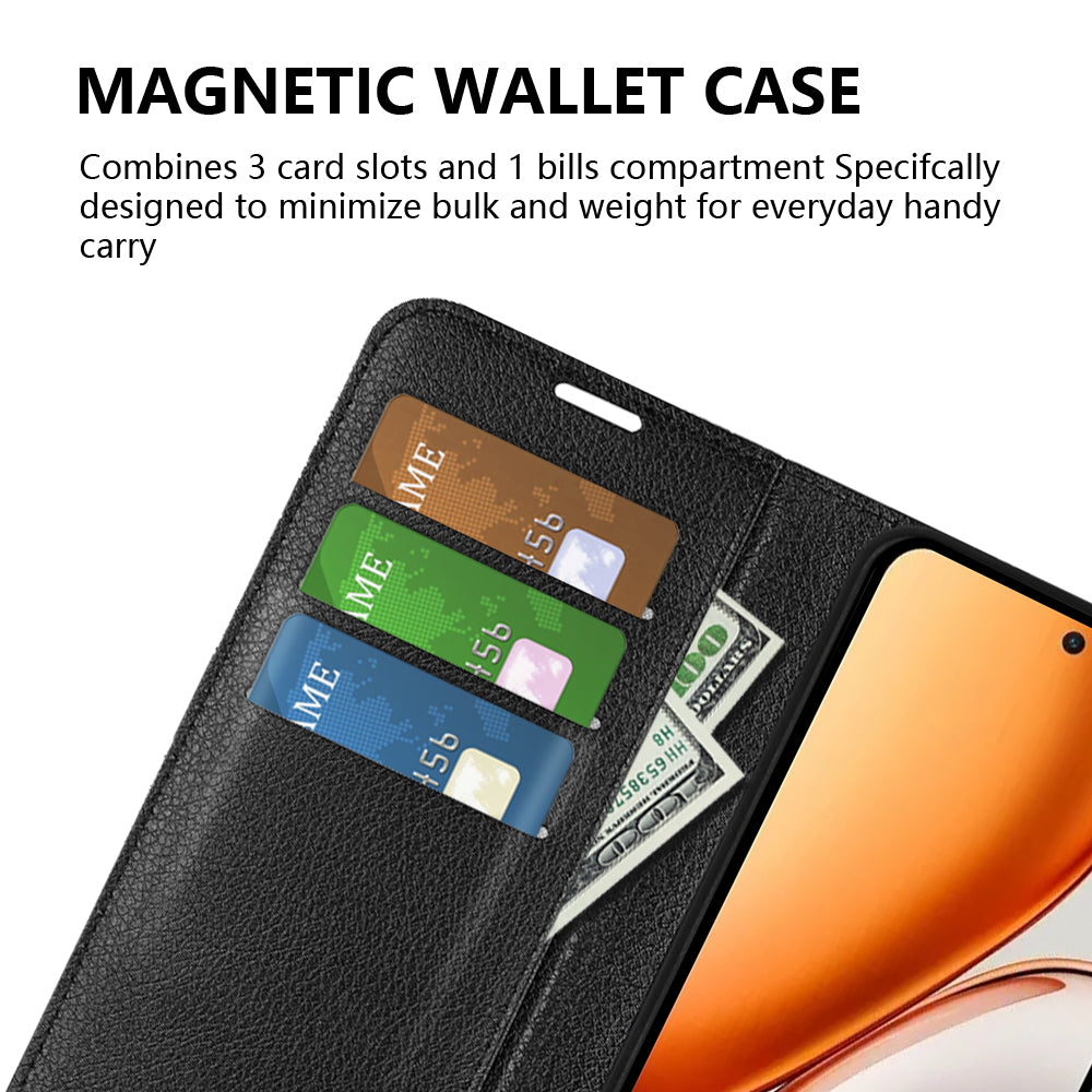 Wallet Case for Honor X9d 5G – PU Leather Flip Cover with Card Holder & Stand [Black]