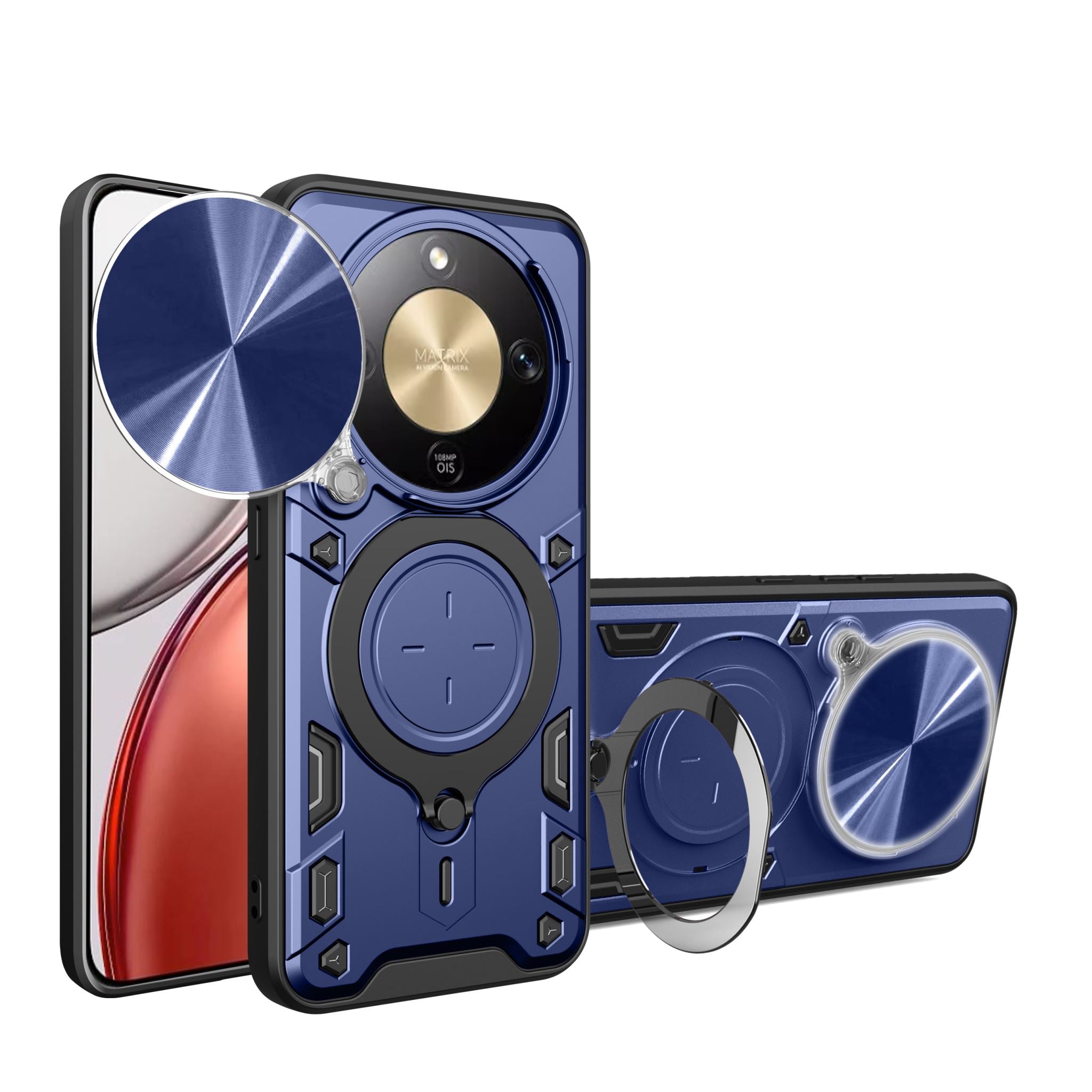 Honor X9d 5G Ring Kickstand Case w/ Camera Cover [Navy]