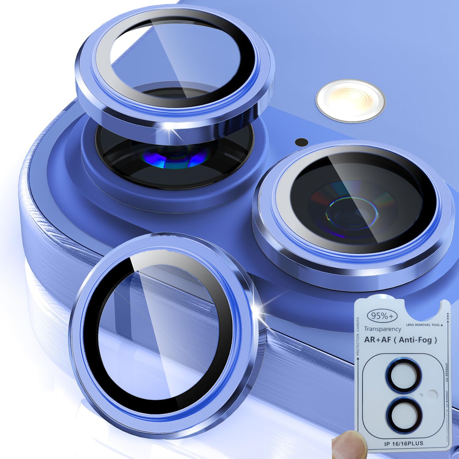 iPhone 16 / 16+ Eagle Eye AR+AF Camera Lens Protector with Removal Tool [Blue]