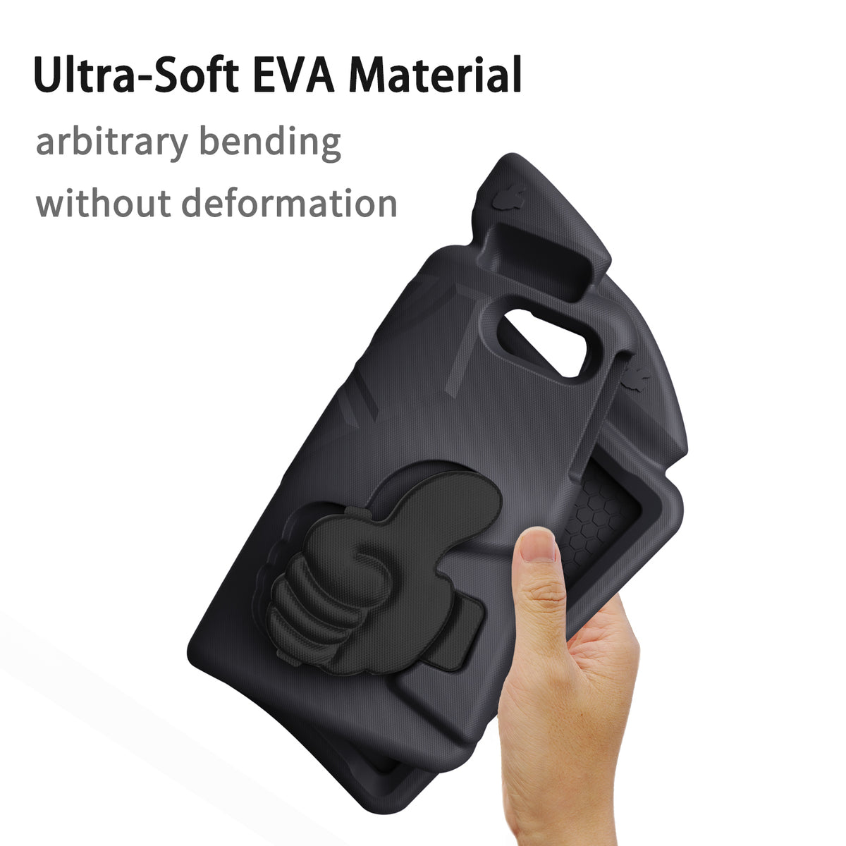 iPad 11 (A16, 2024) / iPad 10 / iPad Air 11"(M4-M2) Kids EVA Shockproof Thumb Stand Case (Black)