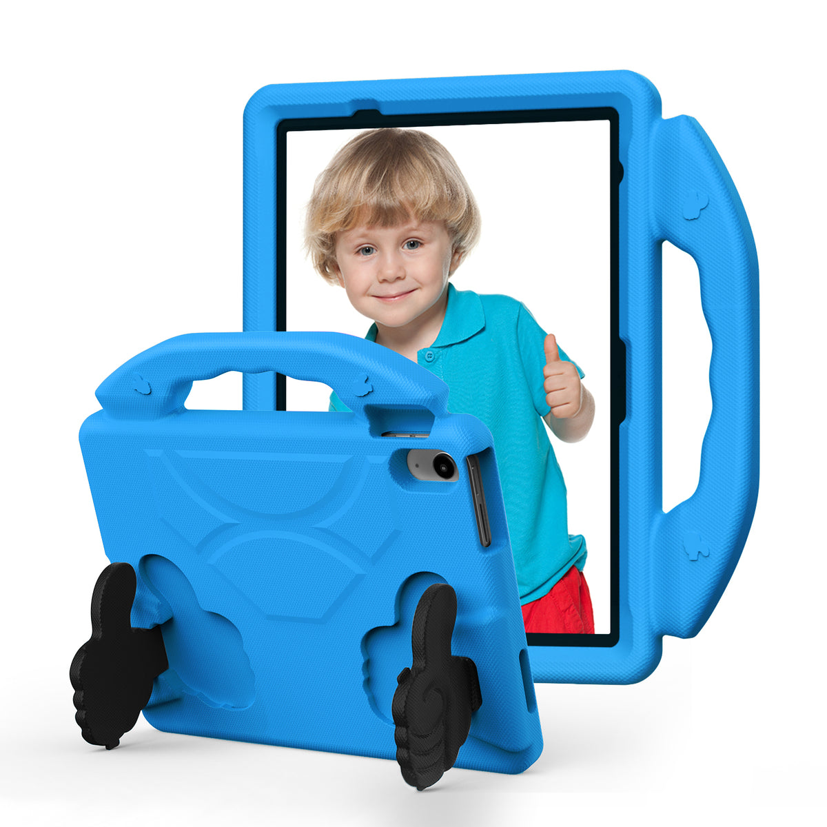 iPad 11 (A16, 2024) / iPad 10 / iPad Air 11"(M4-M2) Kids EVA Shockproof Thumb Stand Case (Blue)
