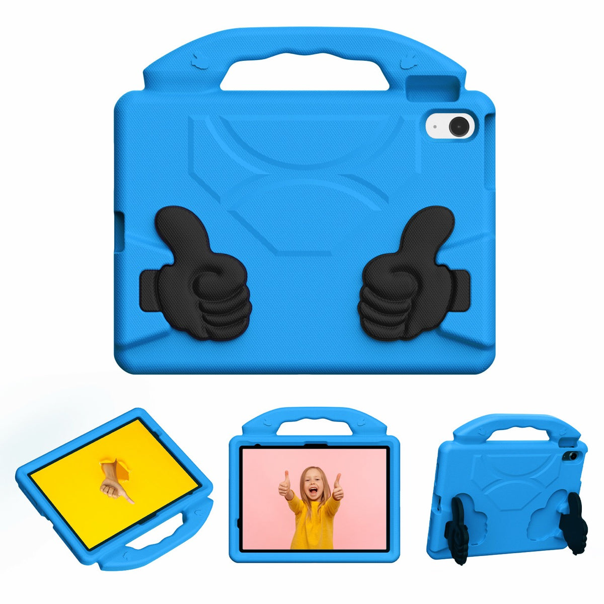 iPad 11 (A16, 2024) / iPad 10 / iPad Air 11"(M4-M2) Kids EVA Shockproof Thumb Stand Case (Blue)