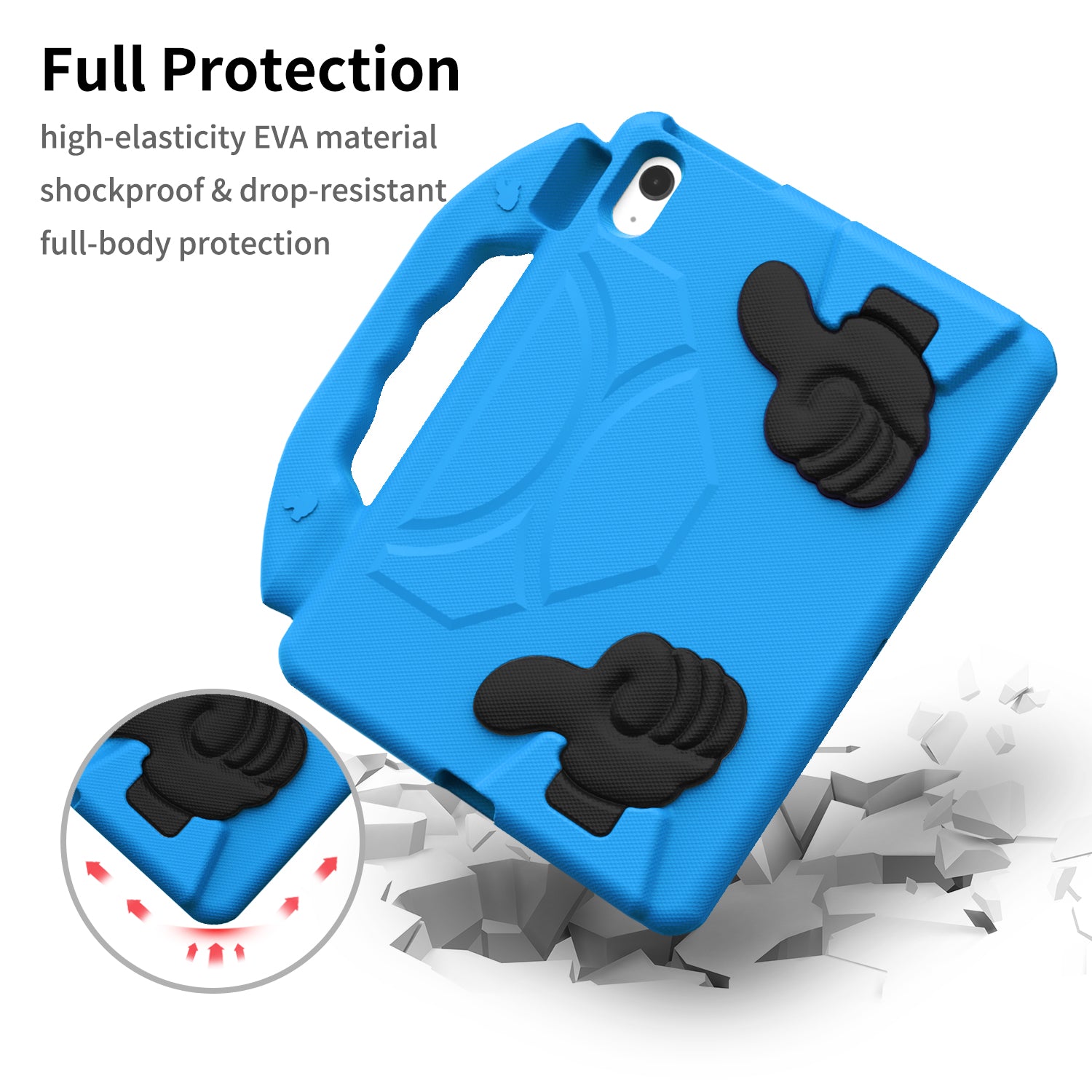 iPad 11 (A16, 2024) / iPad 10 / iPad Air 11"(M4-M2) Kids EVA Shockproof Thumb Stand Case (Blue)