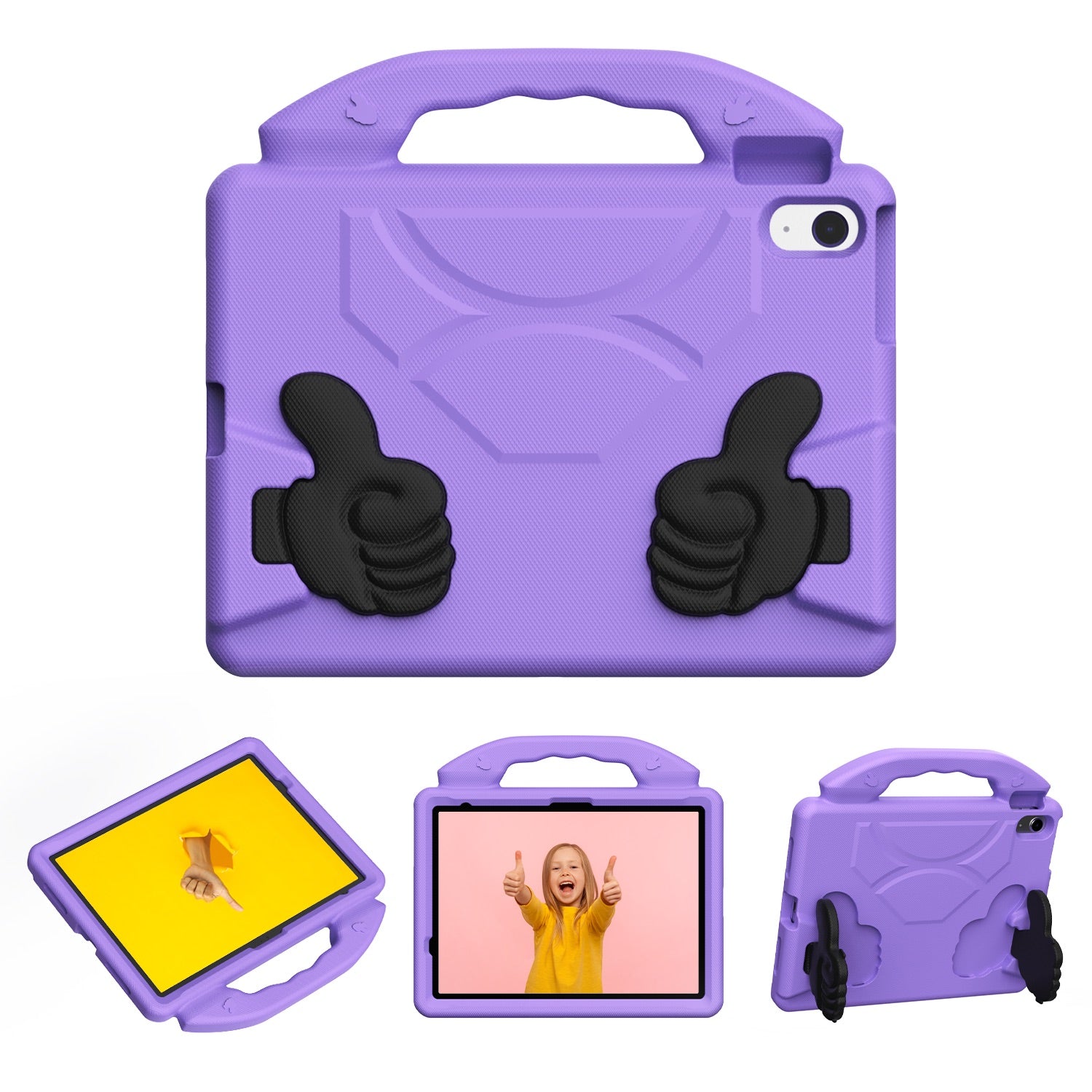iPad 11 (A16, 2024) / iPad 10 / iPad Air 11"(M4-M2) Kids EVA Shockproof Thumb Stand Case (Purple)