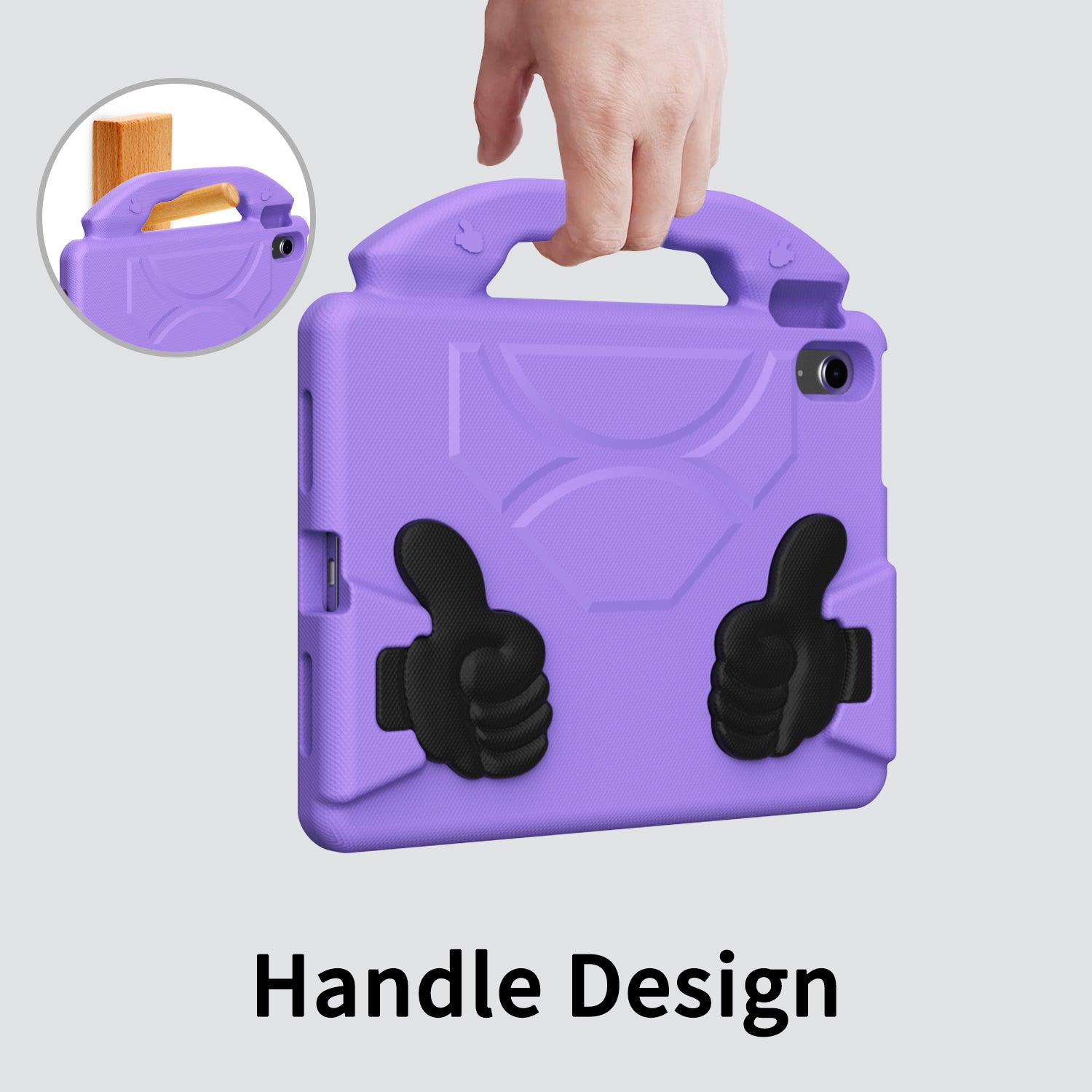 iPad 11 (A16, 2024) / iPad 10 / iPad Air 11"(M4-M2) Kids EVA Shockproof Thumb Stand Case (Purple)