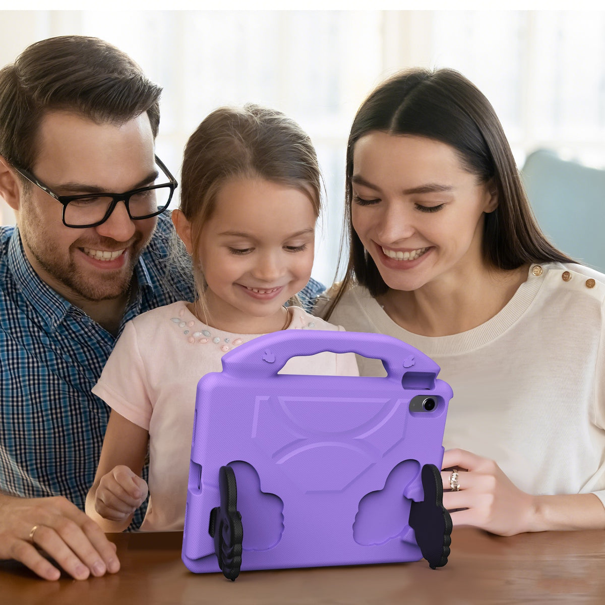 iPad 11 (A16, 2024) / iPad 10 / iPad Air 11"(M4-M2) Kids EVA Shockproof Thumb Stand Case (Purple)