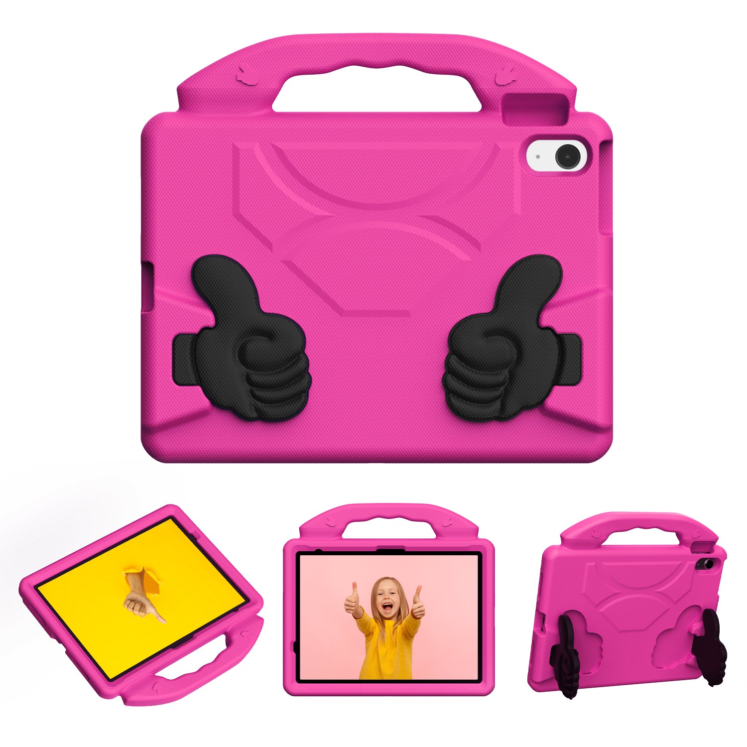 iPad 11 (A16, 2024) / iPad 10 / iPad Air 11"(M4-M2) Kids EVA Shockproof Thumb Stand Case (Rose)