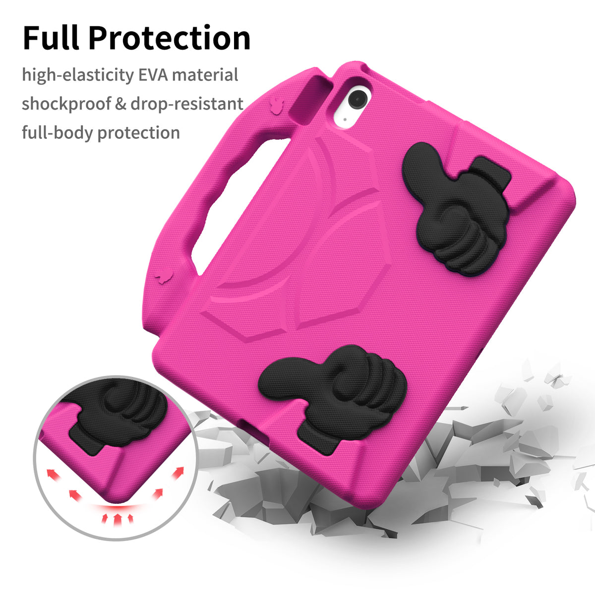 iPad 11 (A16, 2024) / iPad 10 / iPad Air 11"(M4-M2) Kids EVA Shockproof Thumb Stand Case (Rose)