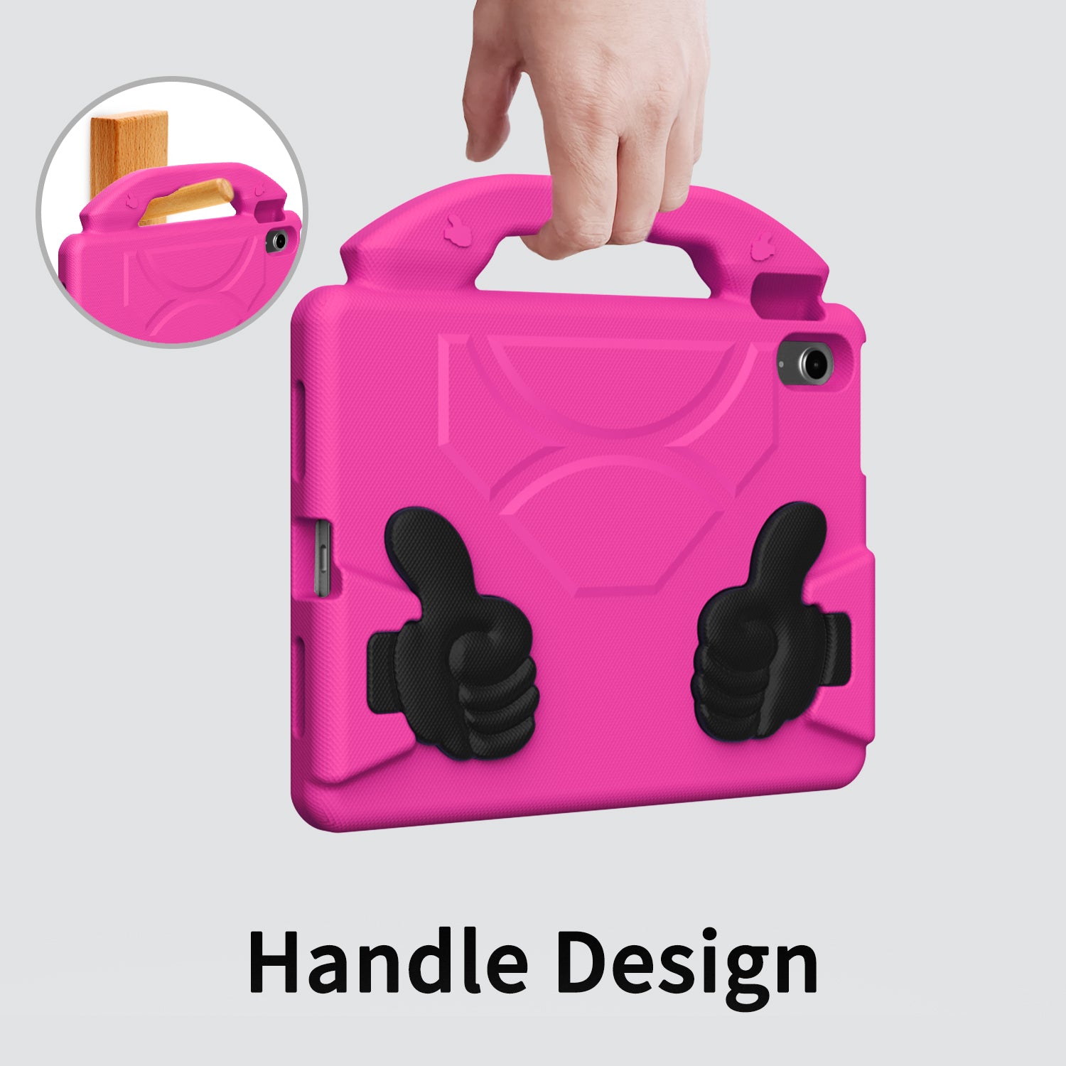 iPad 11 (A16, 2024) / iPad 10 / iPad Air 11"(M4-M2) Kids EVA Shockproof Thumb Stand Case (Rose)