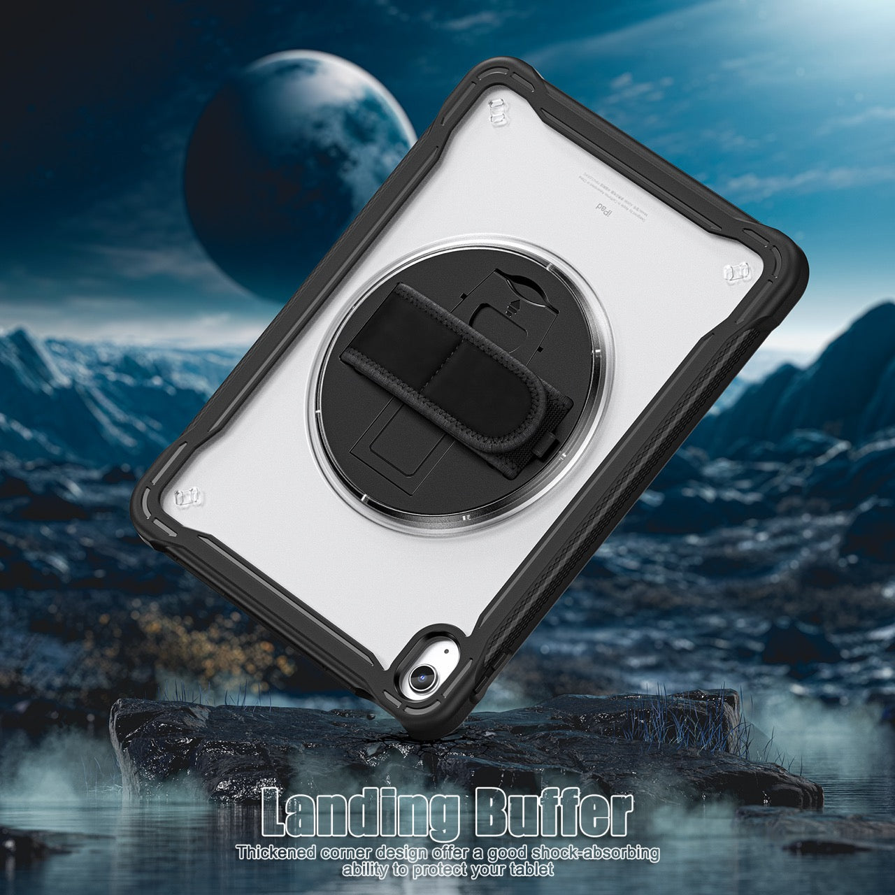 iPad 11" (A16, 2024) / iPad 10 (2022) Rugged Case - 360° Stand, Hand & Shoulder Strap - Shockproof - Black