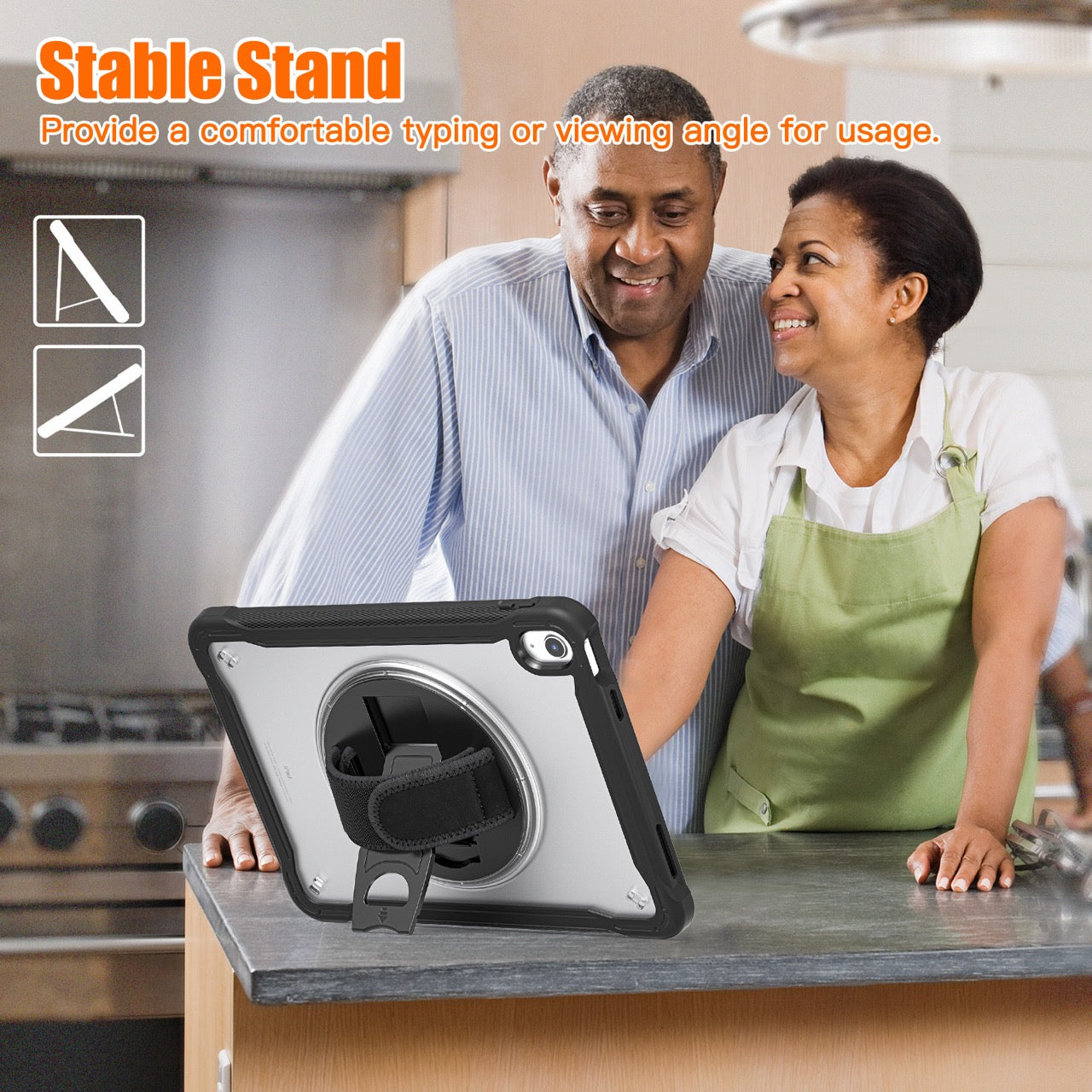 iPad 11" (A16, 2024) / iPad 10 (2022) Rugged Case - 360° Stand, Hand & Shoulder Strap - Shockproof - Black