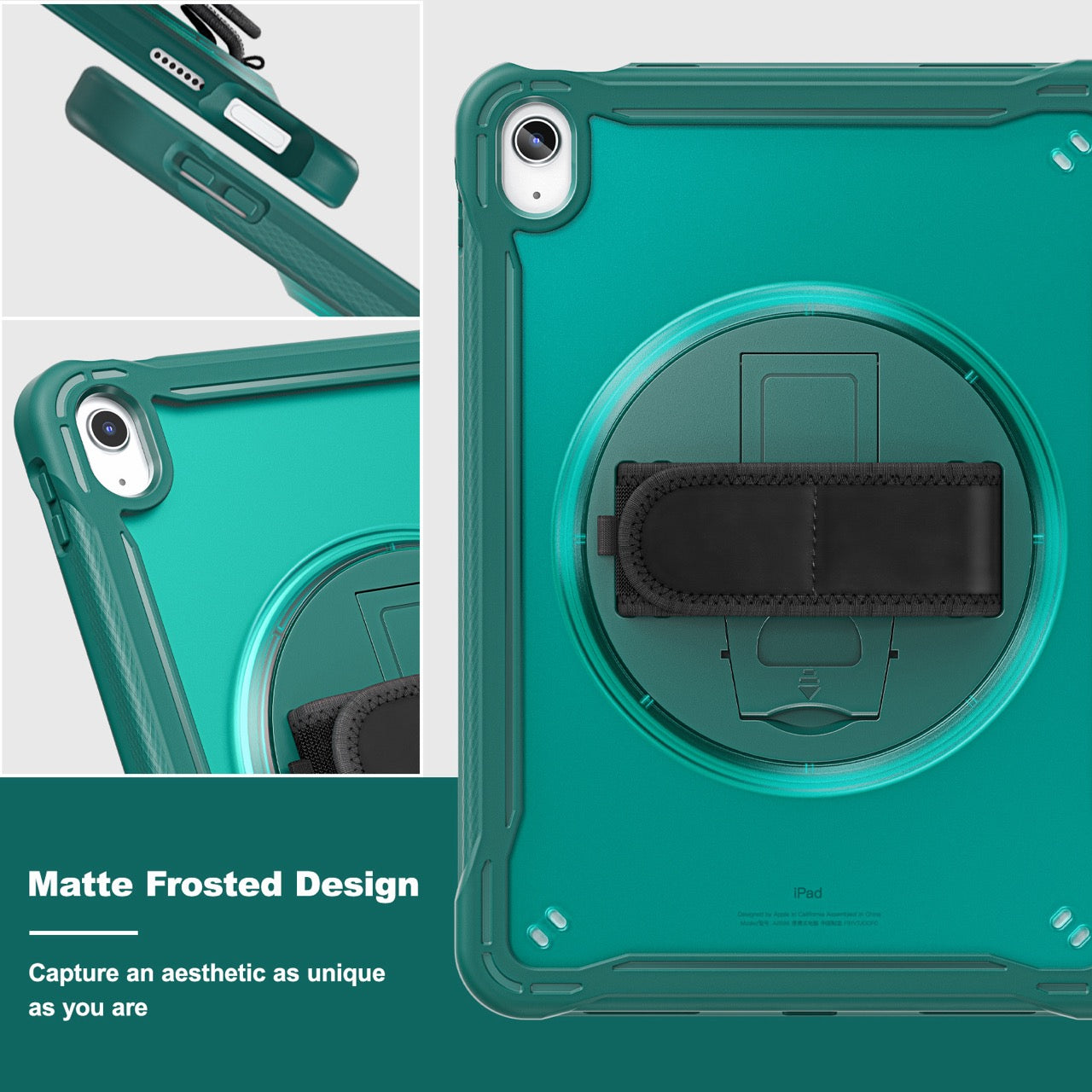 iPad 11" (A16, 2024) / iPad 10 (2022) Rugged Case - 360° Stand, Hand & Shoulder Strap - Shockproof - Green