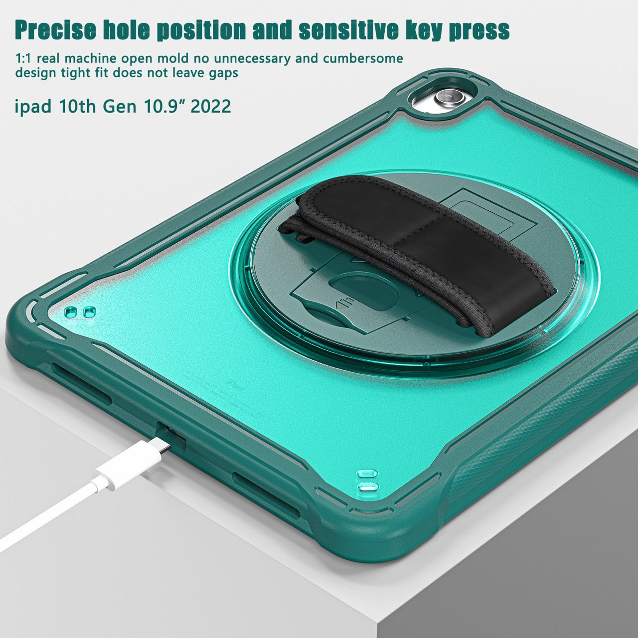 iPad 11" (A16, 2024) / iPad 10 (2022) Rugged Case - 360° Stand, Hand & Shoulder Strap - Shockproof - Green