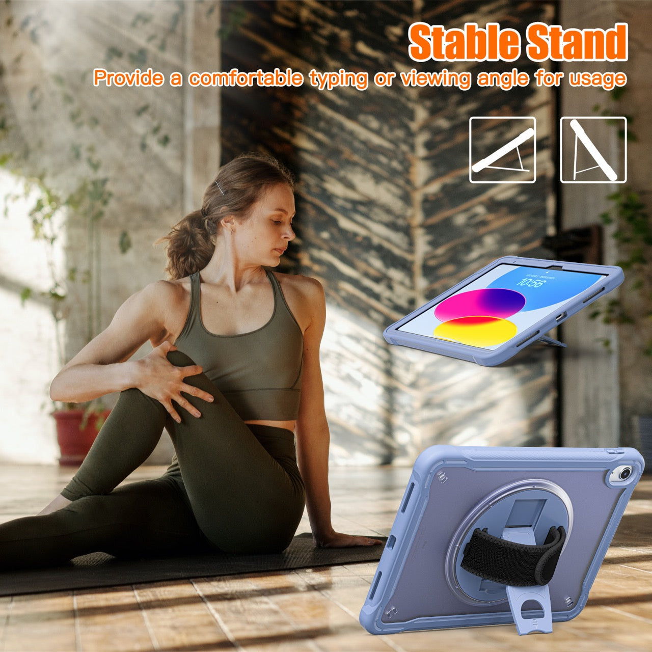 iPad 11" (A16, 2024) / iPad 10 (2022) Rugged Case - 360° Stand, Hand & Shoulder Strap - Shockproof - Lavender
