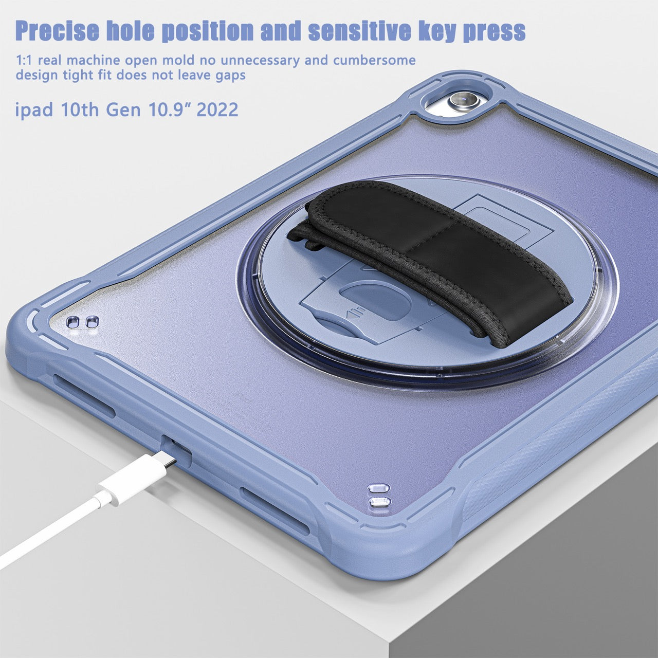 iPad 11" (A16, 2024) / iPad 10 (2022) Rugged Case - 360° Stand, Hand & Shoulder Strap - Shockproof - Lavender