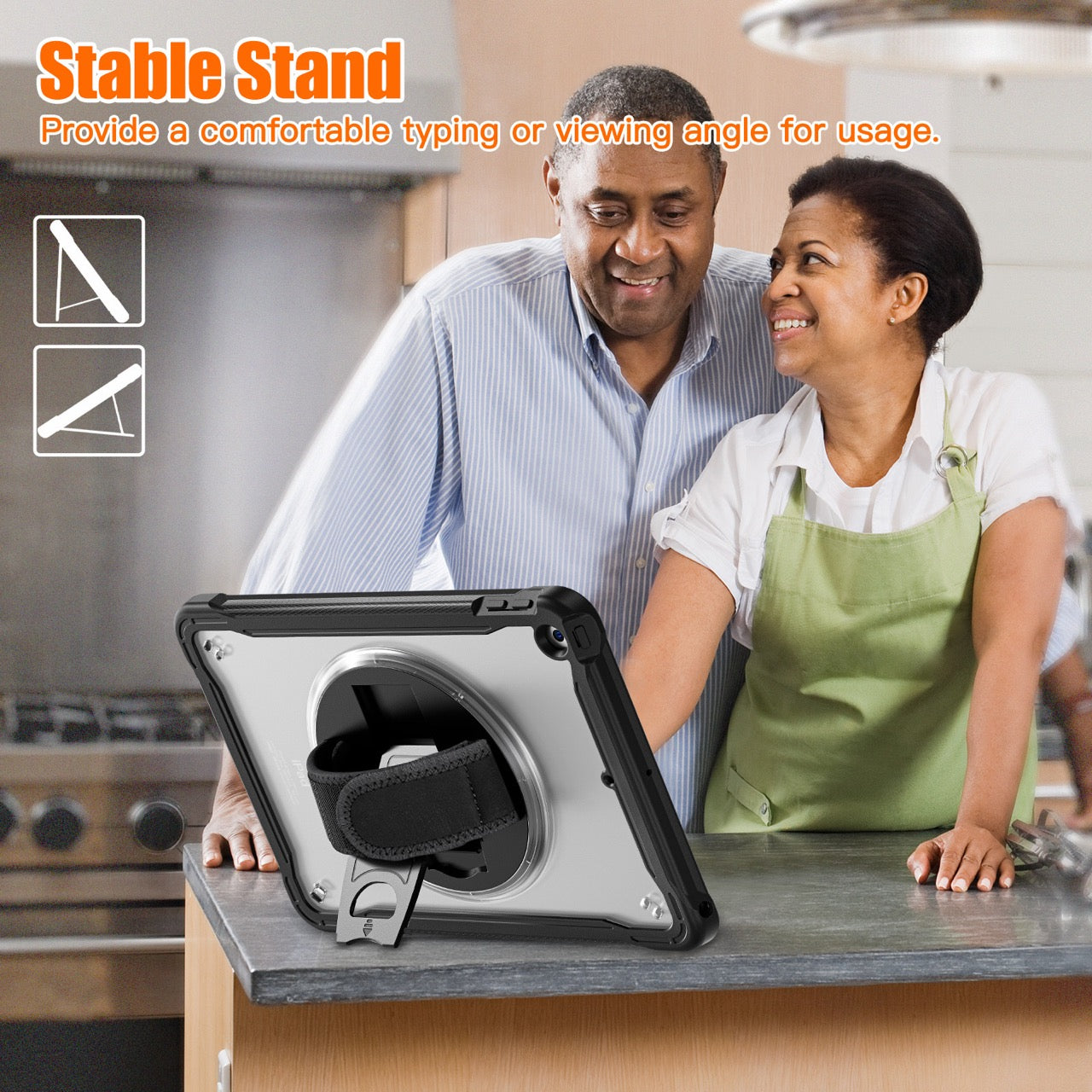 iPad 10.2" (7th/8th/9th Gen) Rugged Case - 360° Stand, Hand & Shoulder Strap - Shockproof - Black